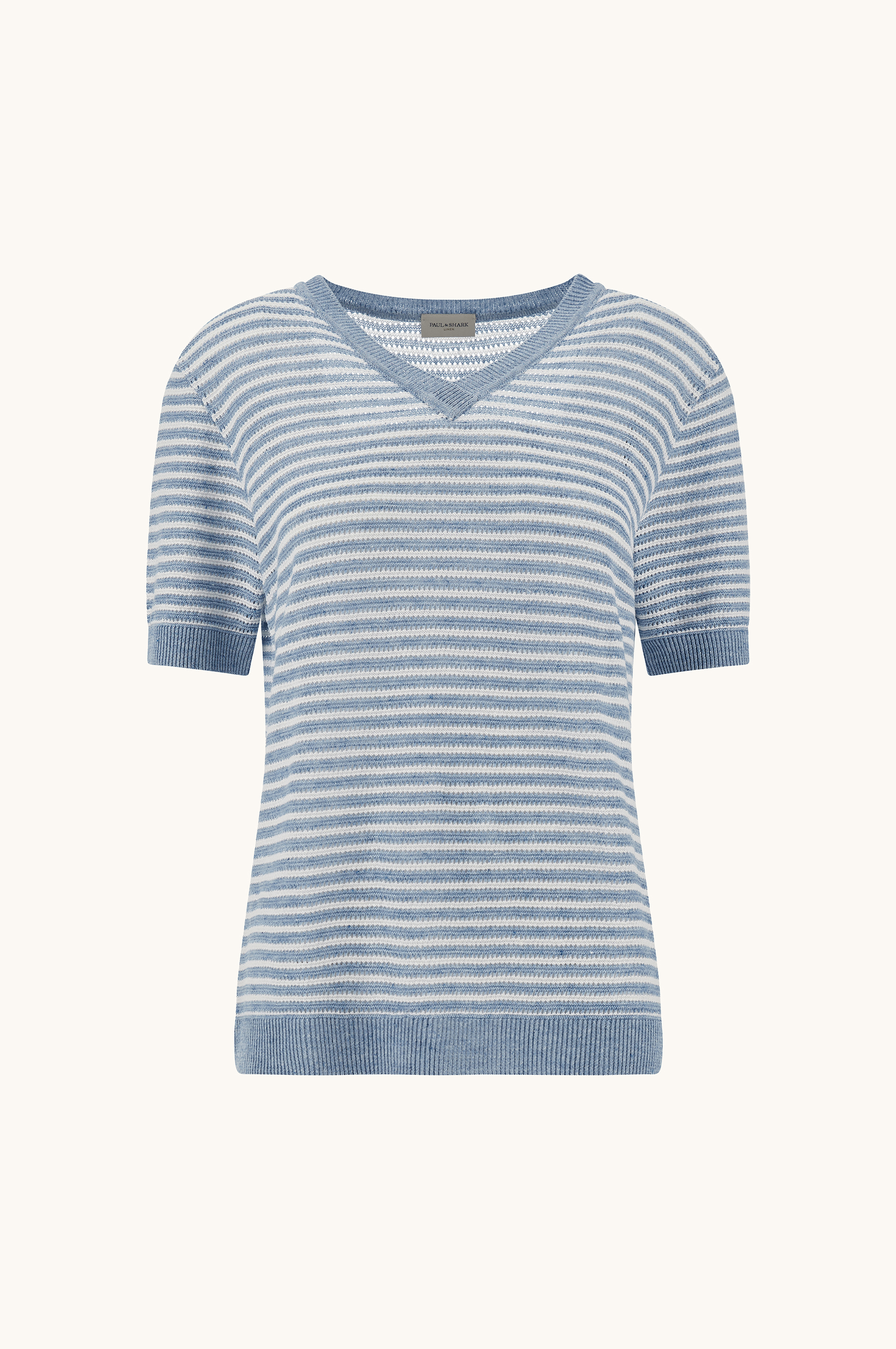 كنزة بياقة على شكل V من الكتان الخالص image number 1