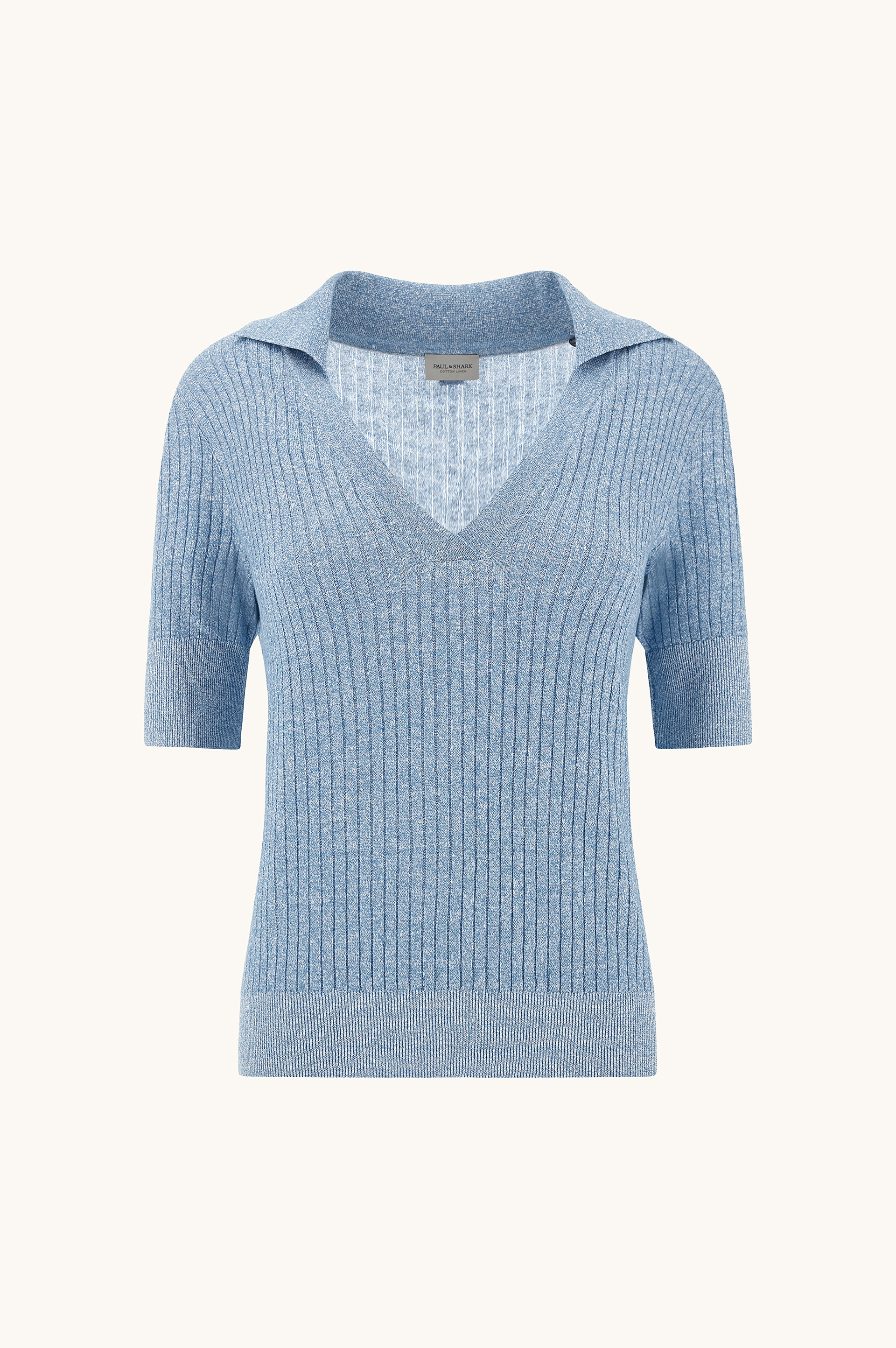 Polo con cuello en V de lino y algod&oacute;n Urukai image number 0