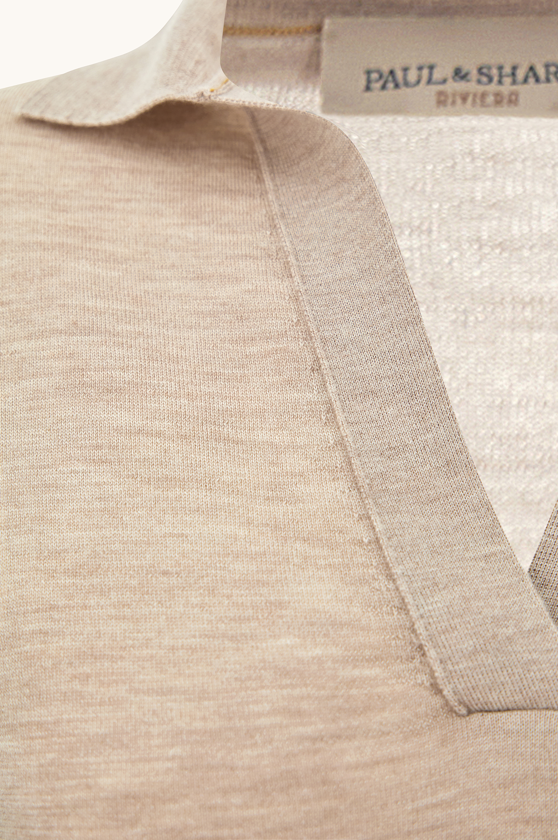 Polo with V-Neck in cashmere and Jaipur silk image number 1