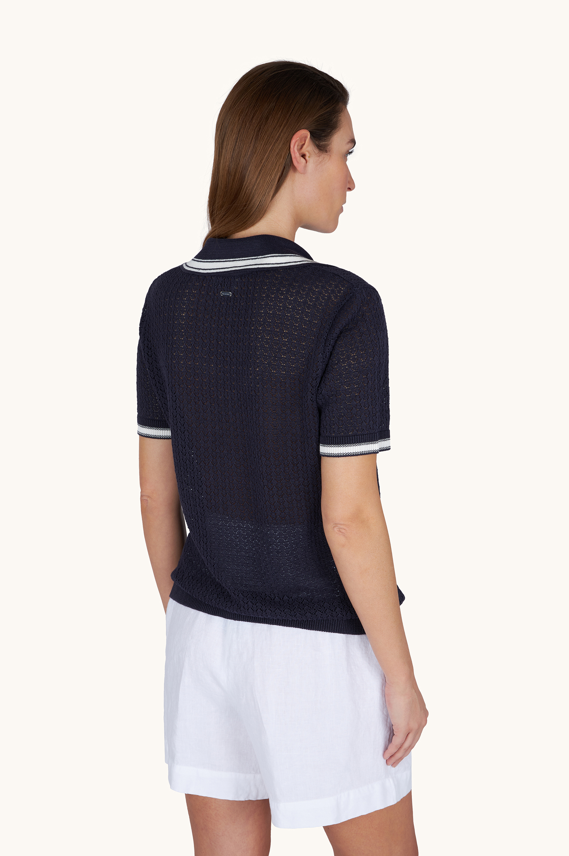 Polo de punto calado en lino puro image number 3