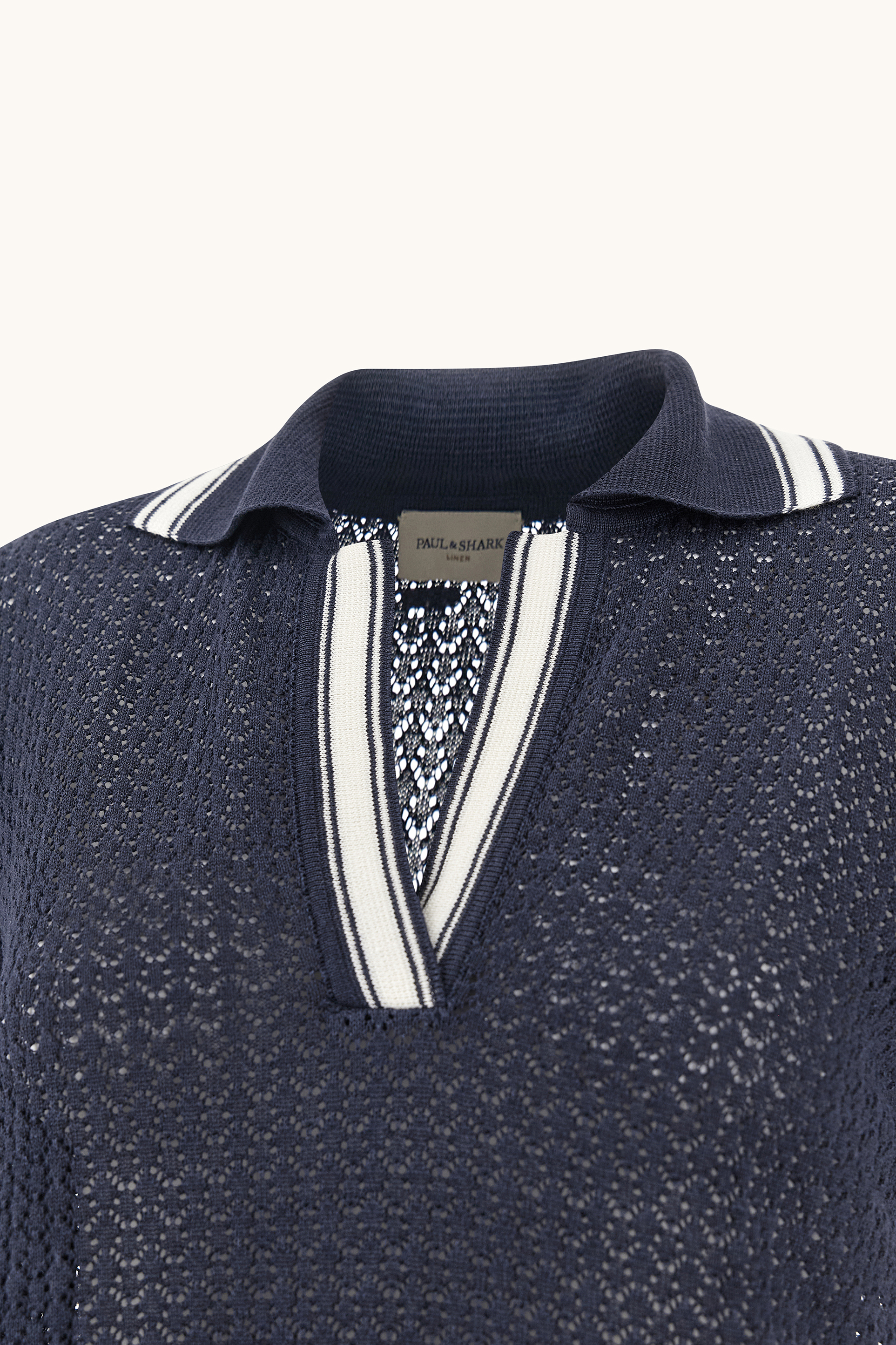Polo de punto calado en lino puro image number 6