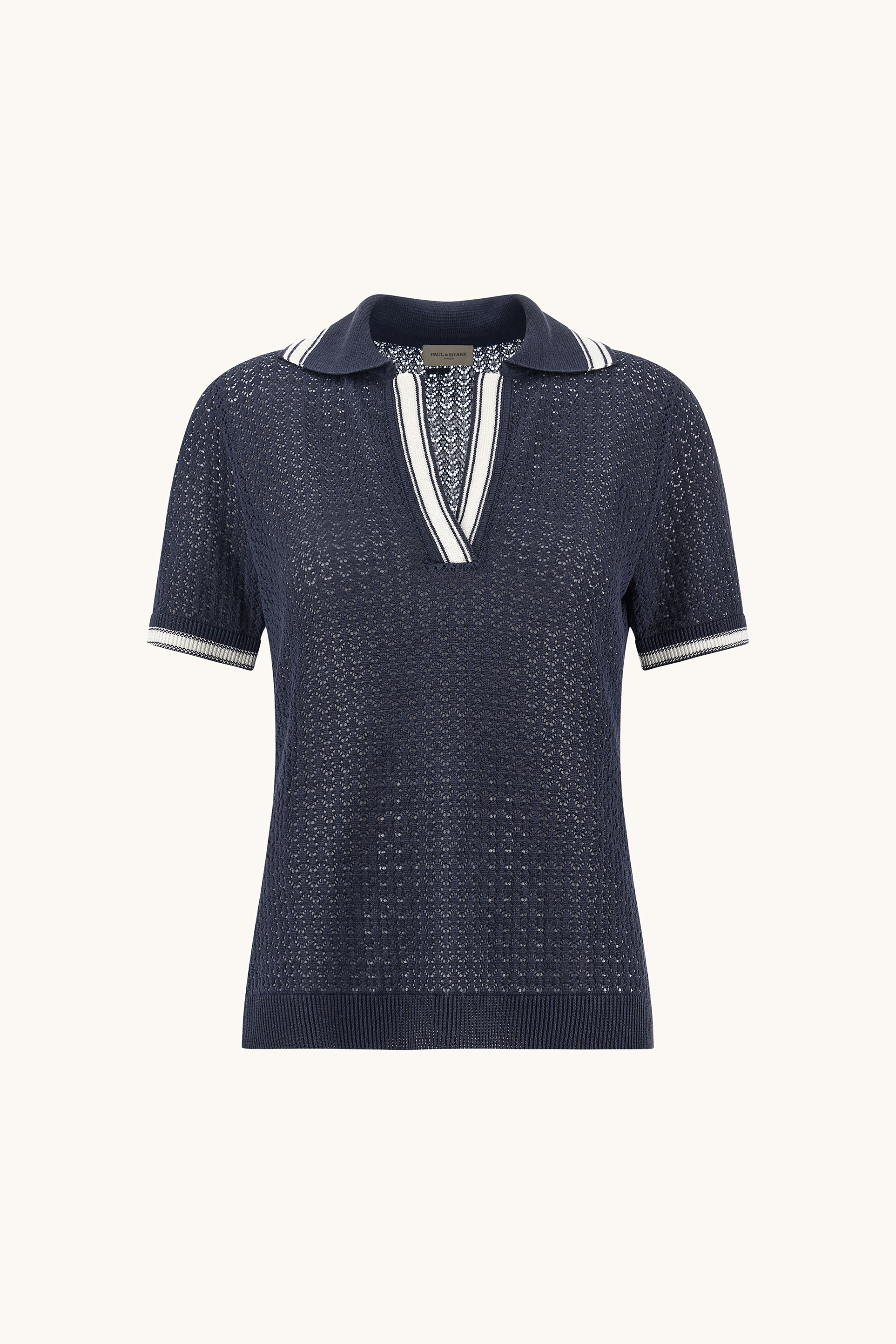 Polo de punto calado en lino puro image number 1