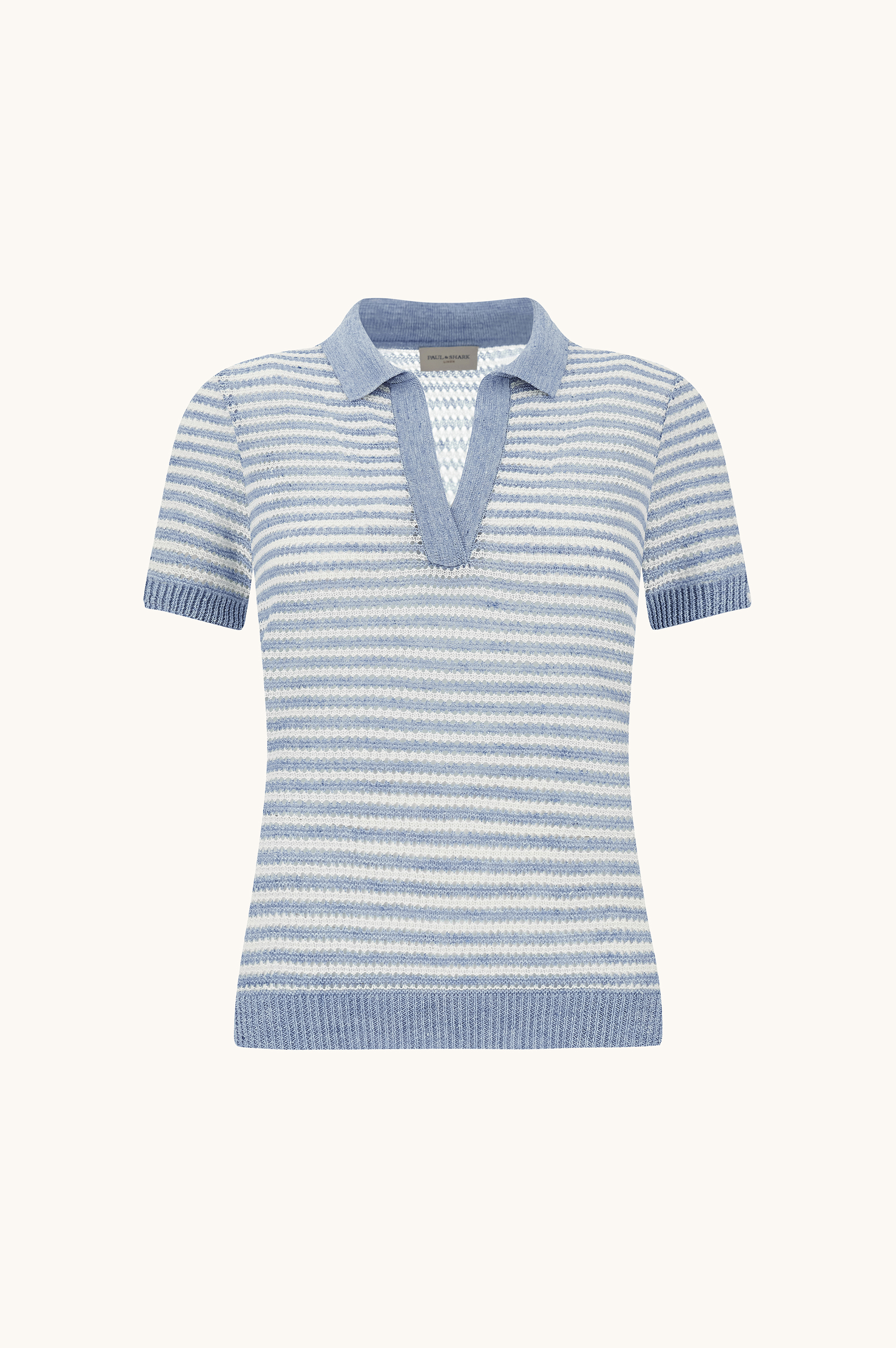 Polo in maglia traforata in puro lino image number 0