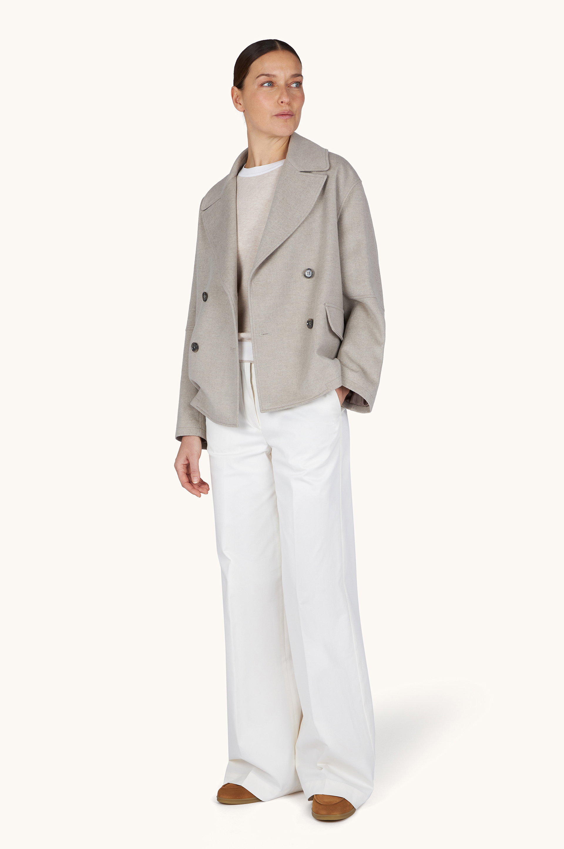 معطف بيسكوت من الكشمير image number 2