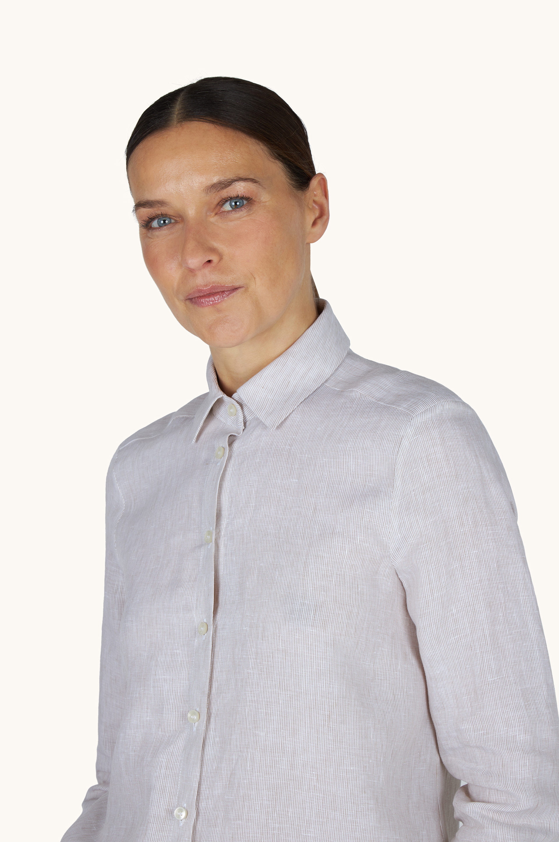 قميص من الكتان Soffio بنقشة مخططة image number 4