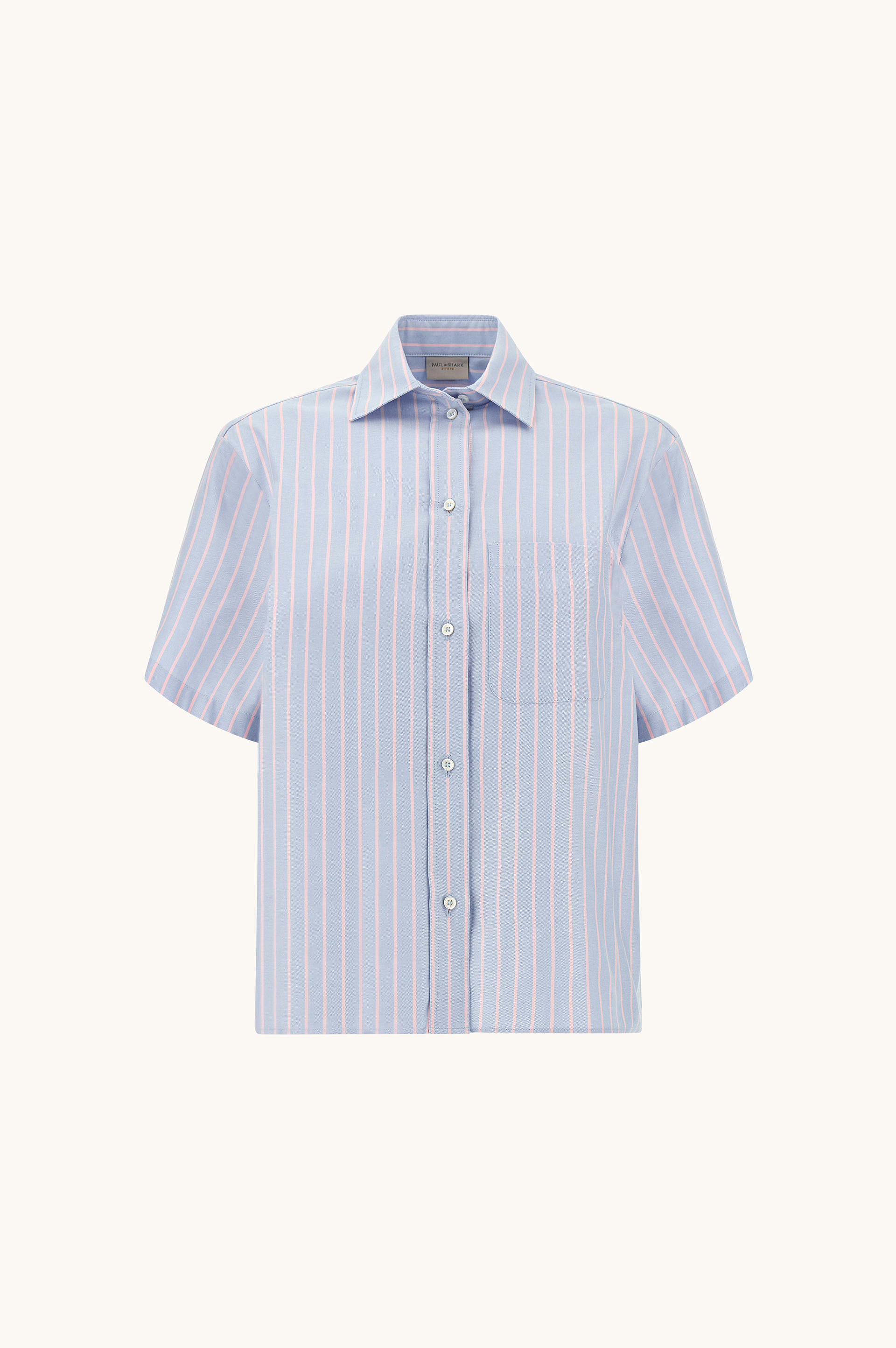 قميص خارجي من قطن أوكسفورد بنقشة مخططة image number 1