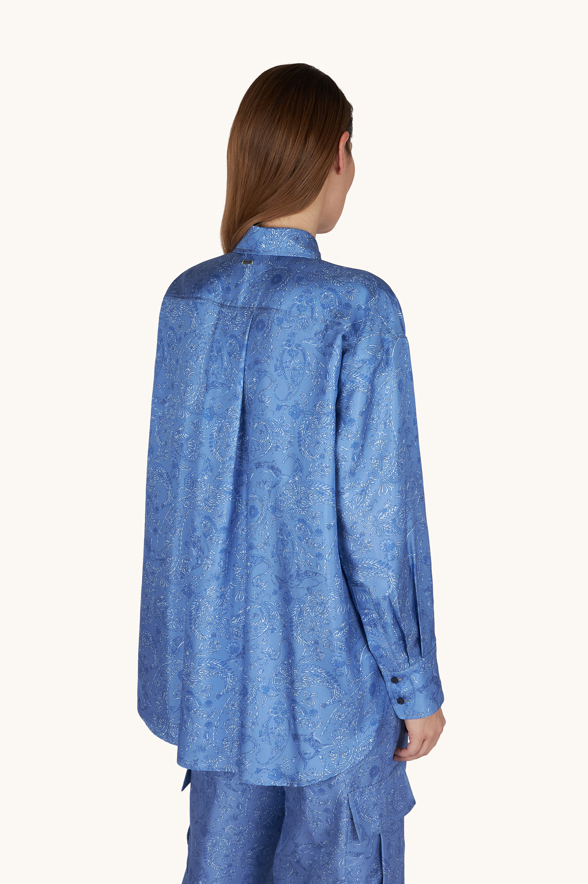 Silk overshirt with Shark Paisley print image number 3