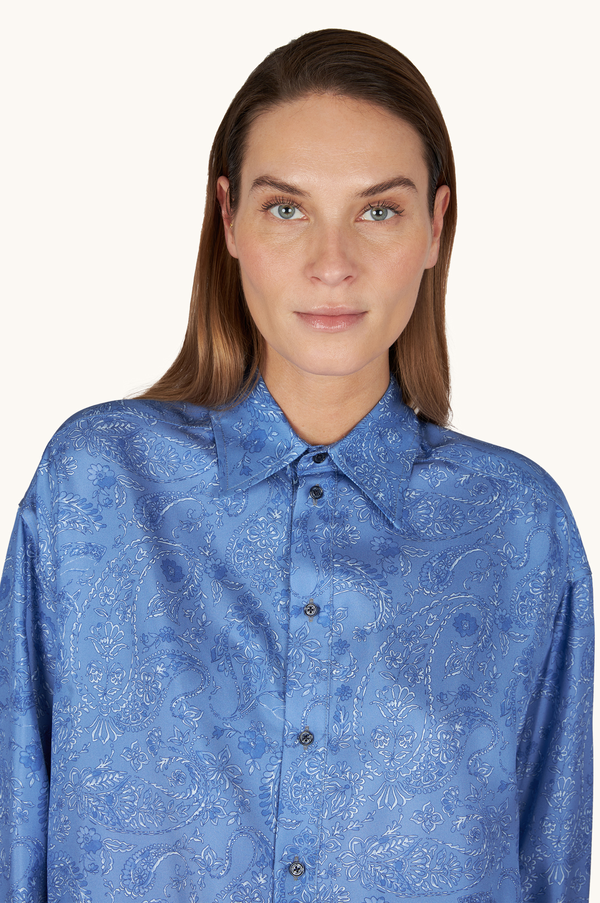 Silk overshirt with Shark Paisley print image number 4