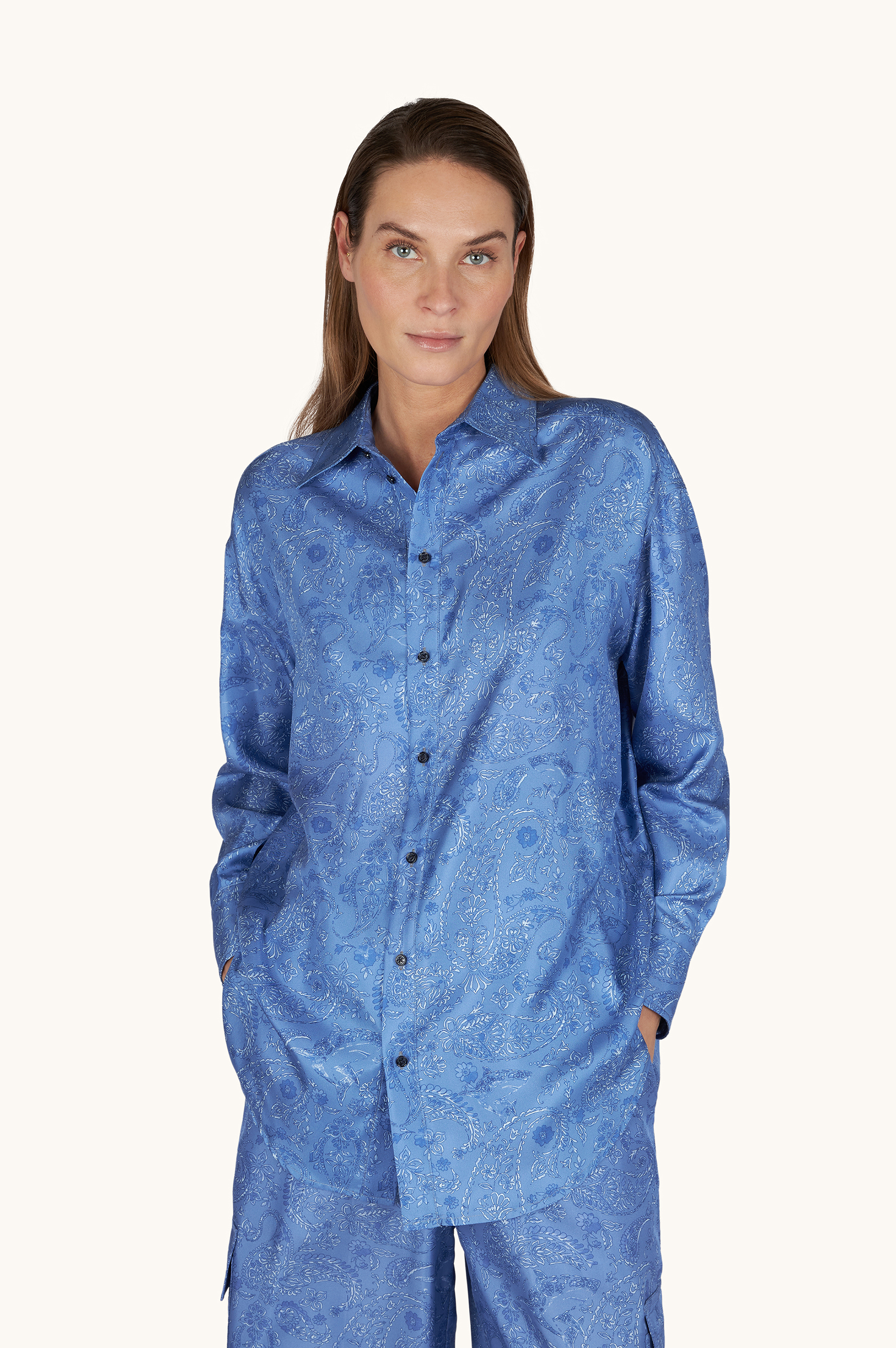 Silk overshirt with Shark Paisley print image number 0
