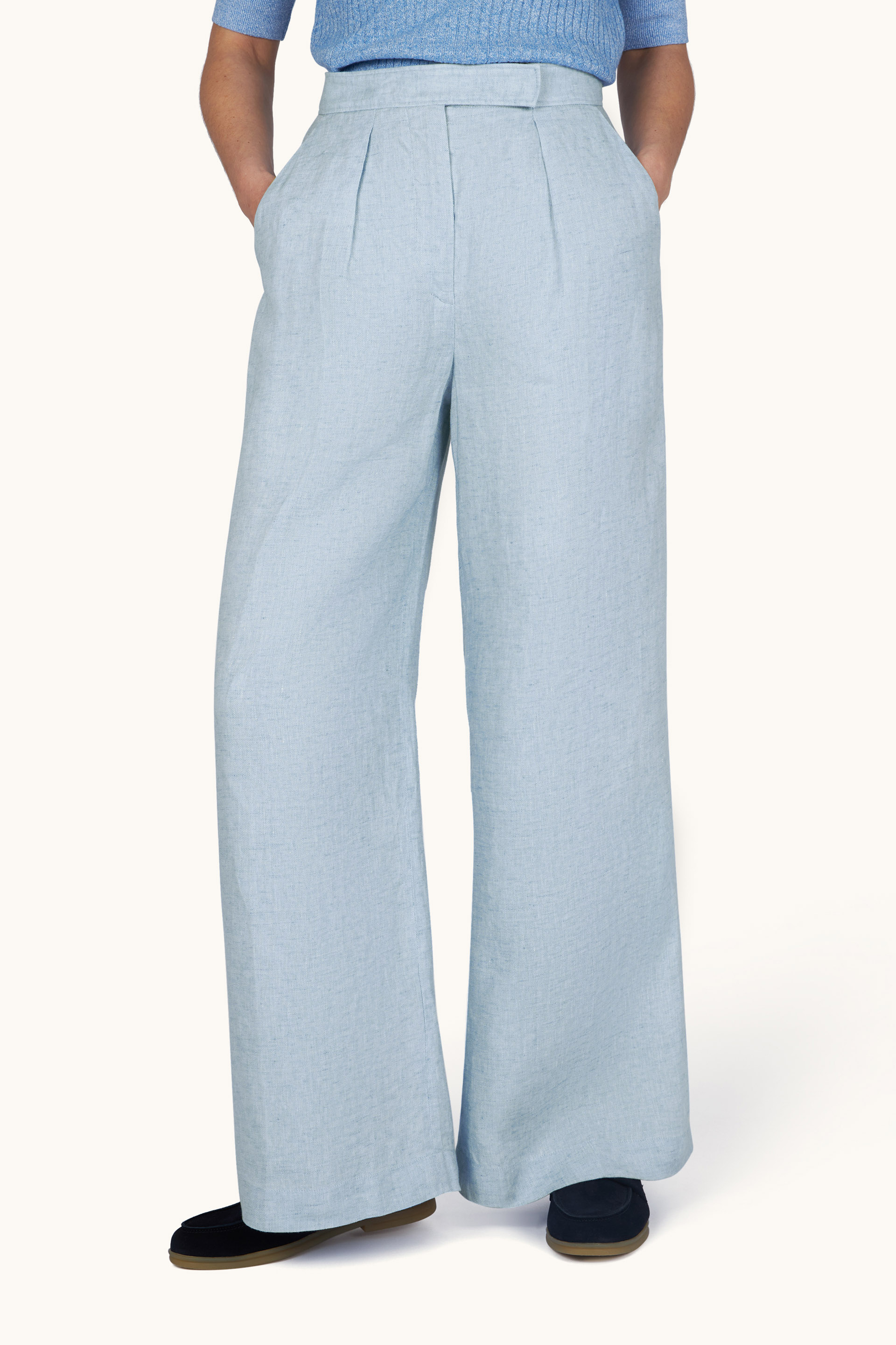 Wide leg linen trousers image number 0
