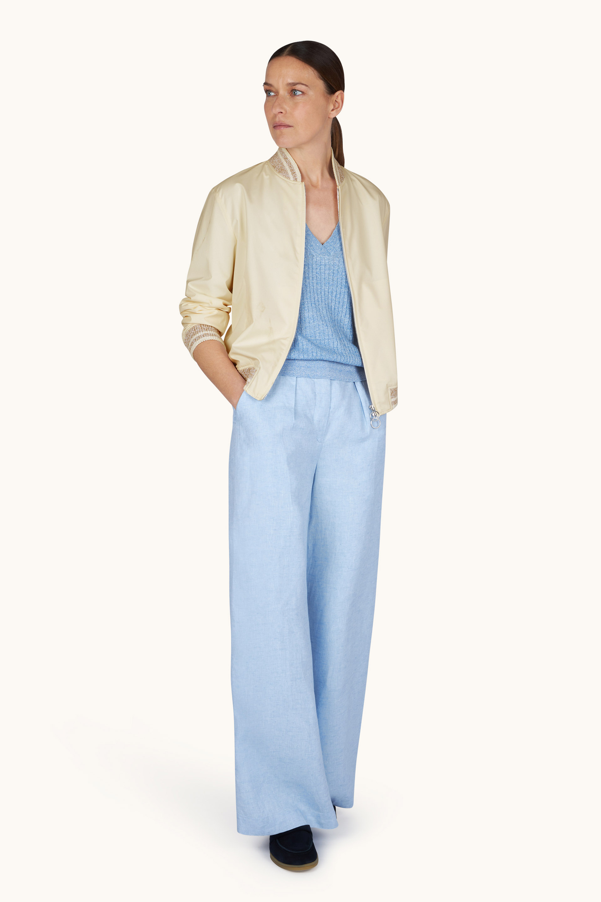 Wide leg linen trousers image number 2