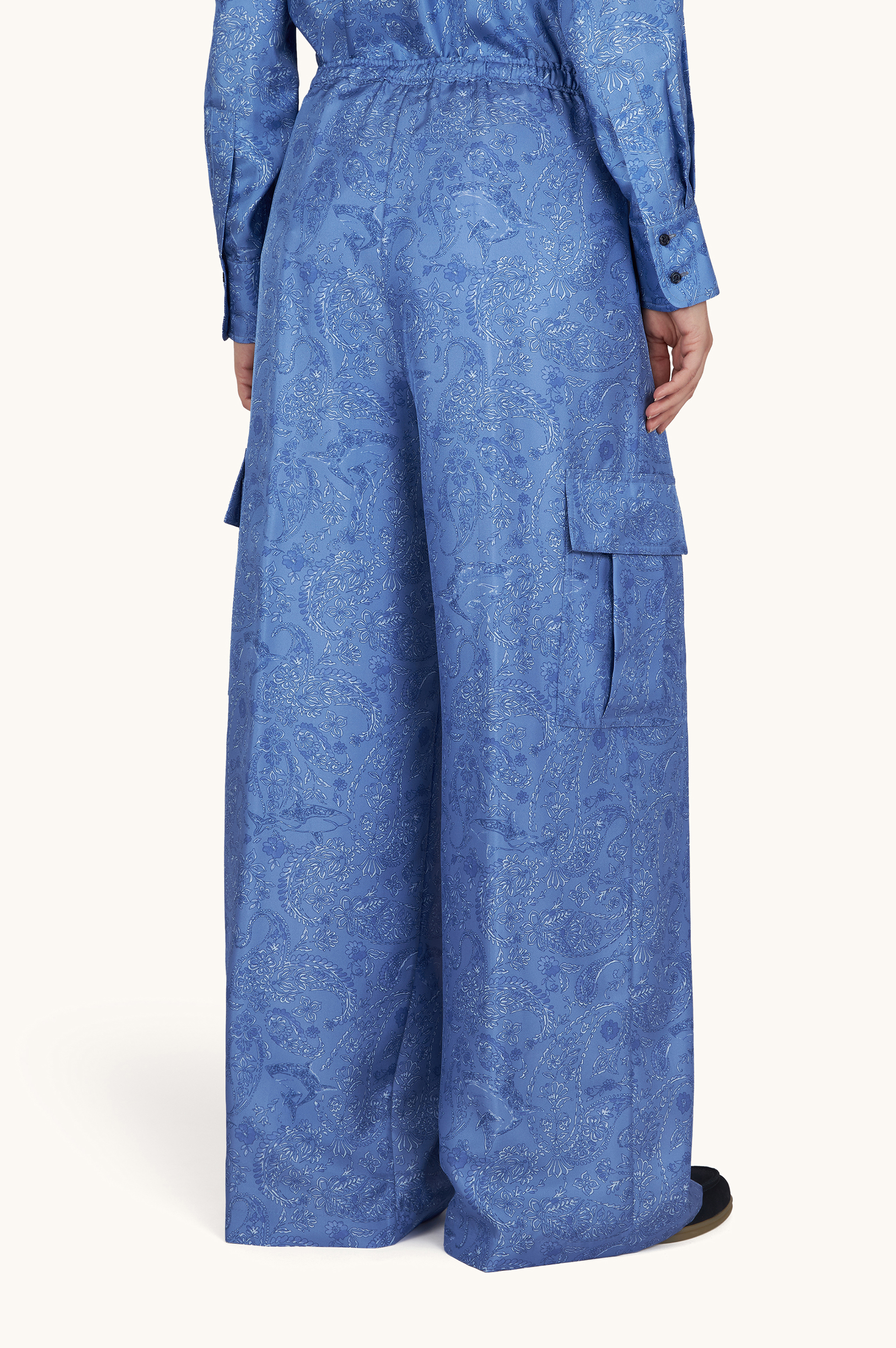 Silk cargo pants with Shark Paisley print image number 3