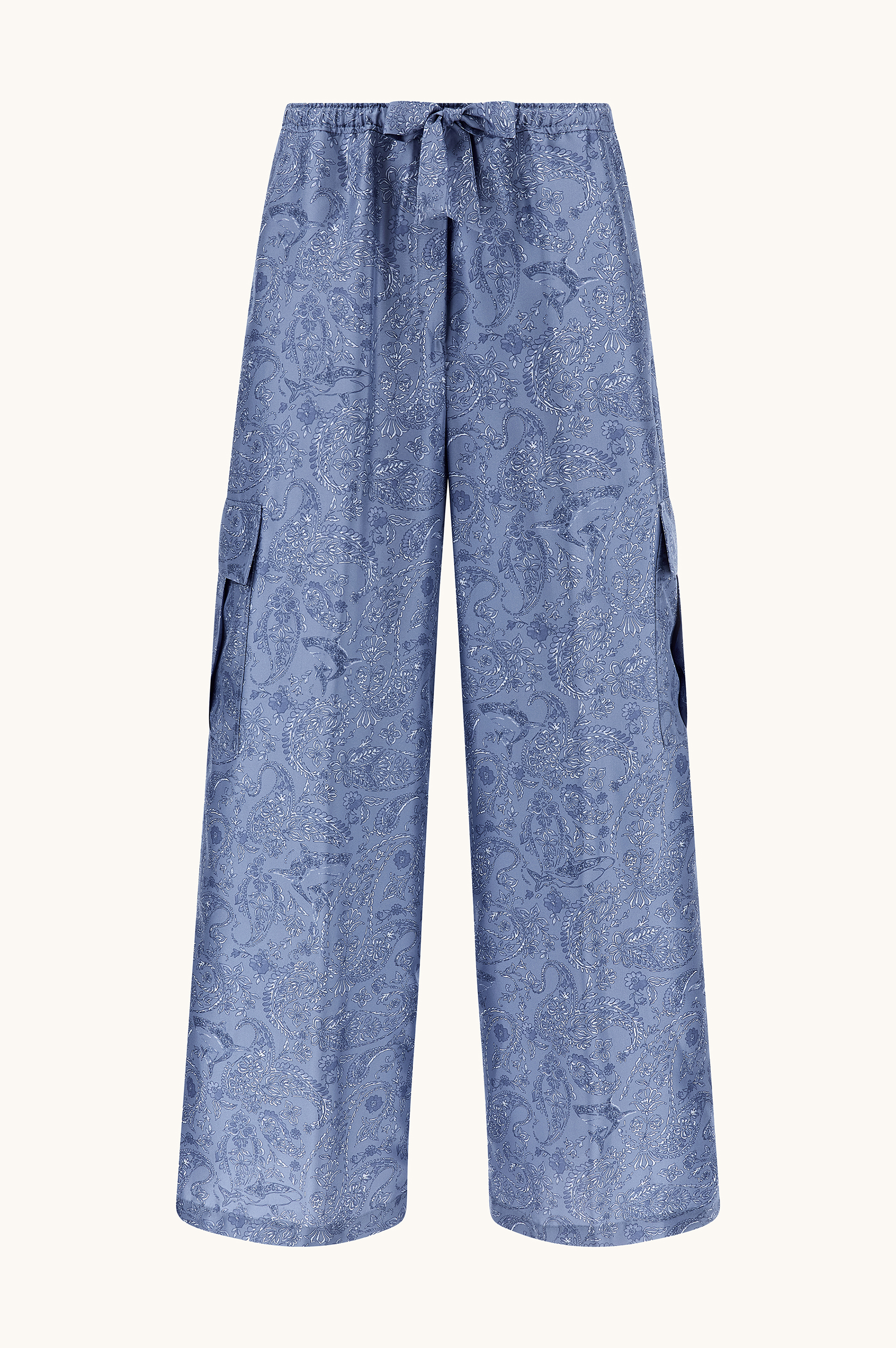 Silk cargo pants with Shark Paisley print image number 1