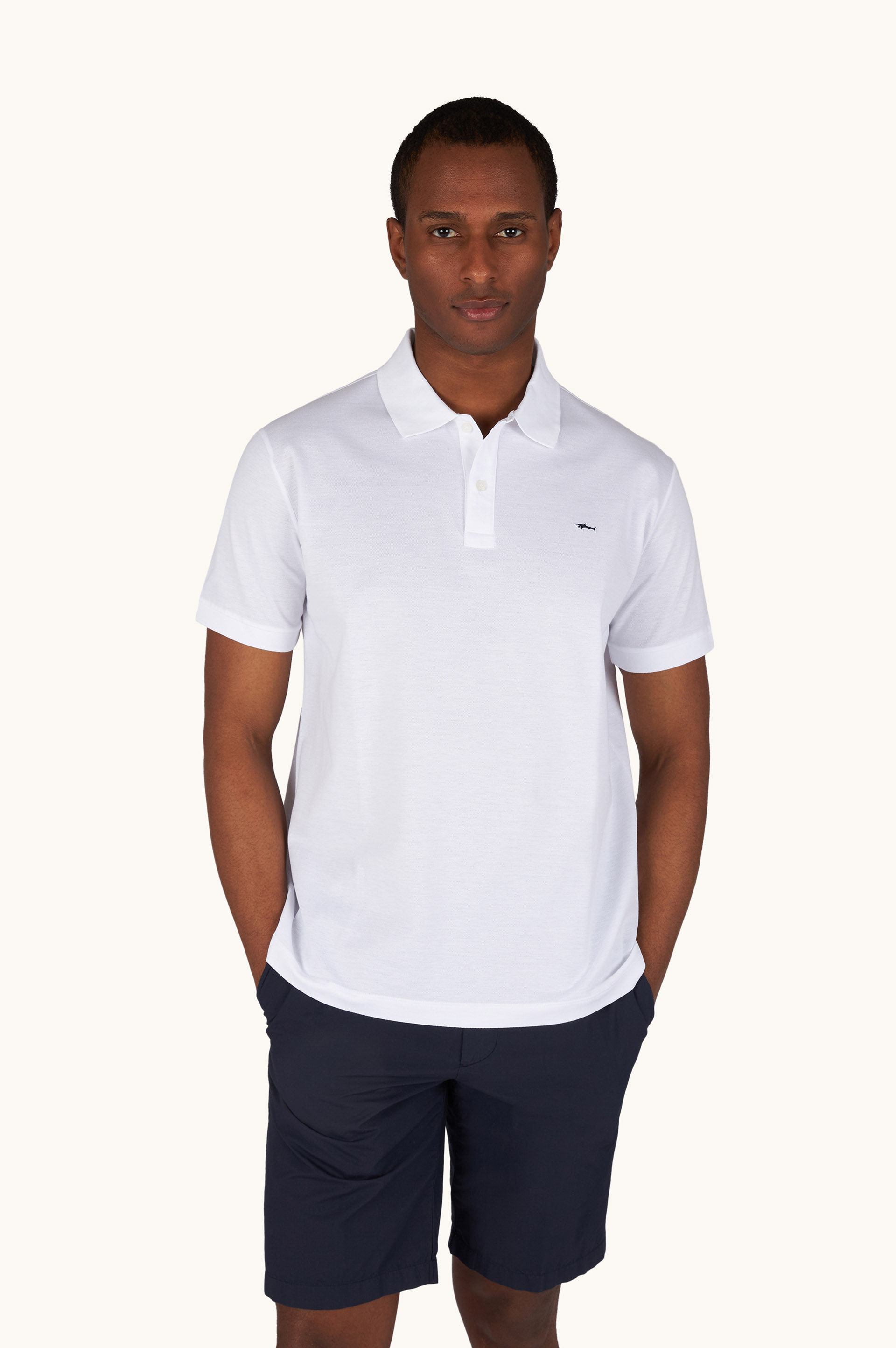Piqu&eacute;‑Poloshirt aus Double Cotton mit Shark‑Stickerei image number 0