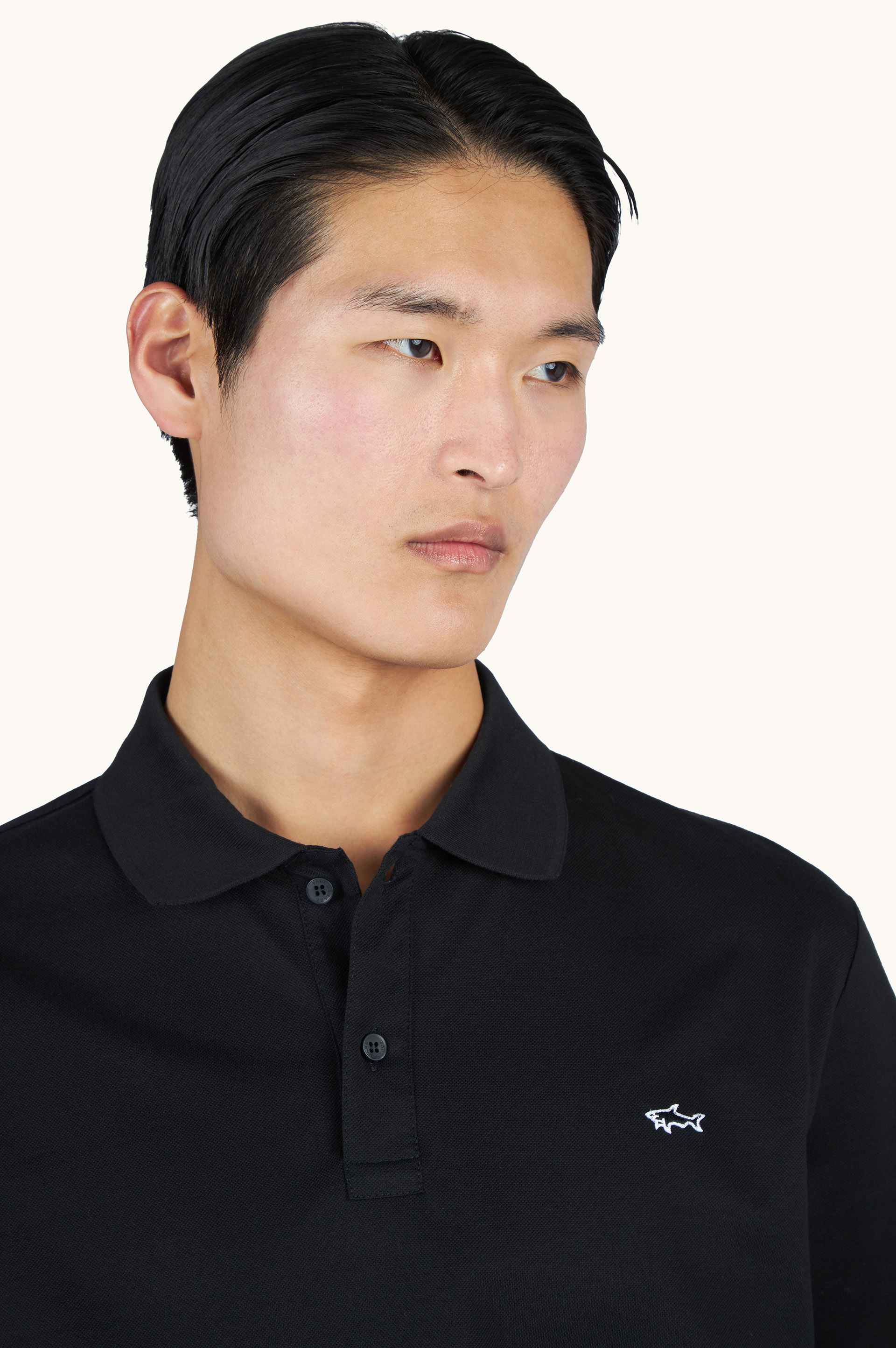 Double Piqu&eacute; cotton polo shirt with Shark embroidery image number 4