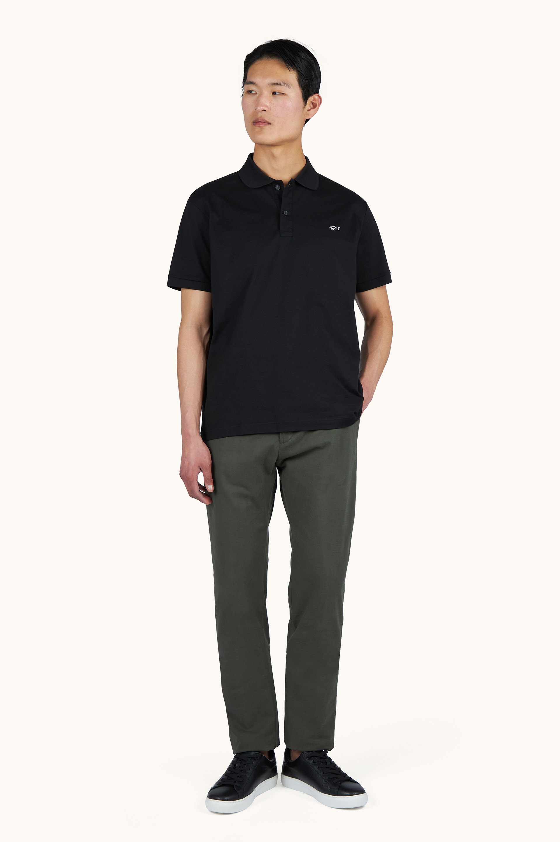 Double Piqu&eacute; cotton polo shirt with Shark embroidery image number 2