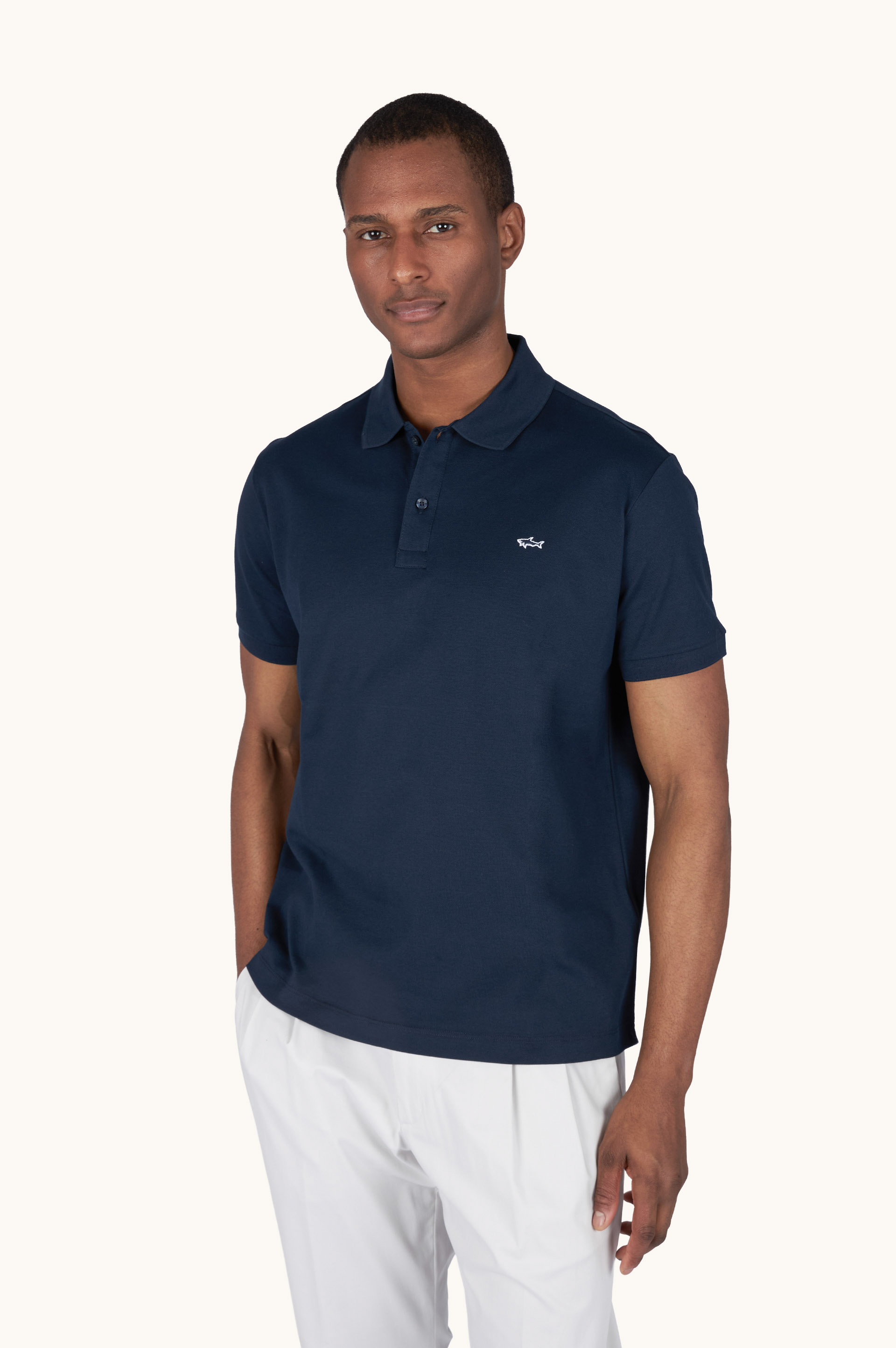 Polo de algod&oacute;n Double Piqu&eacute; con bordado Shark image number 0