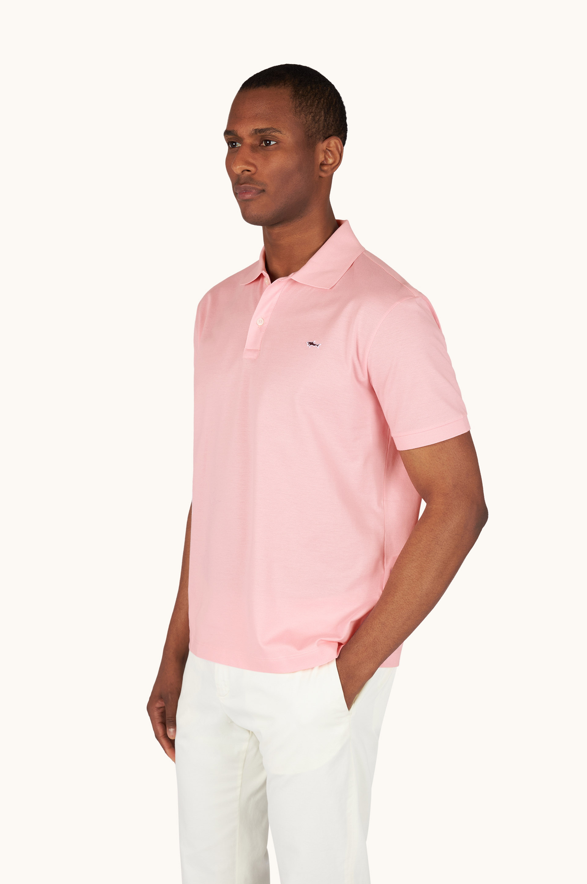 Piqu&eacute;‑Poloshirt aus Double Cotton mit Shark‑Stickerei image number 0