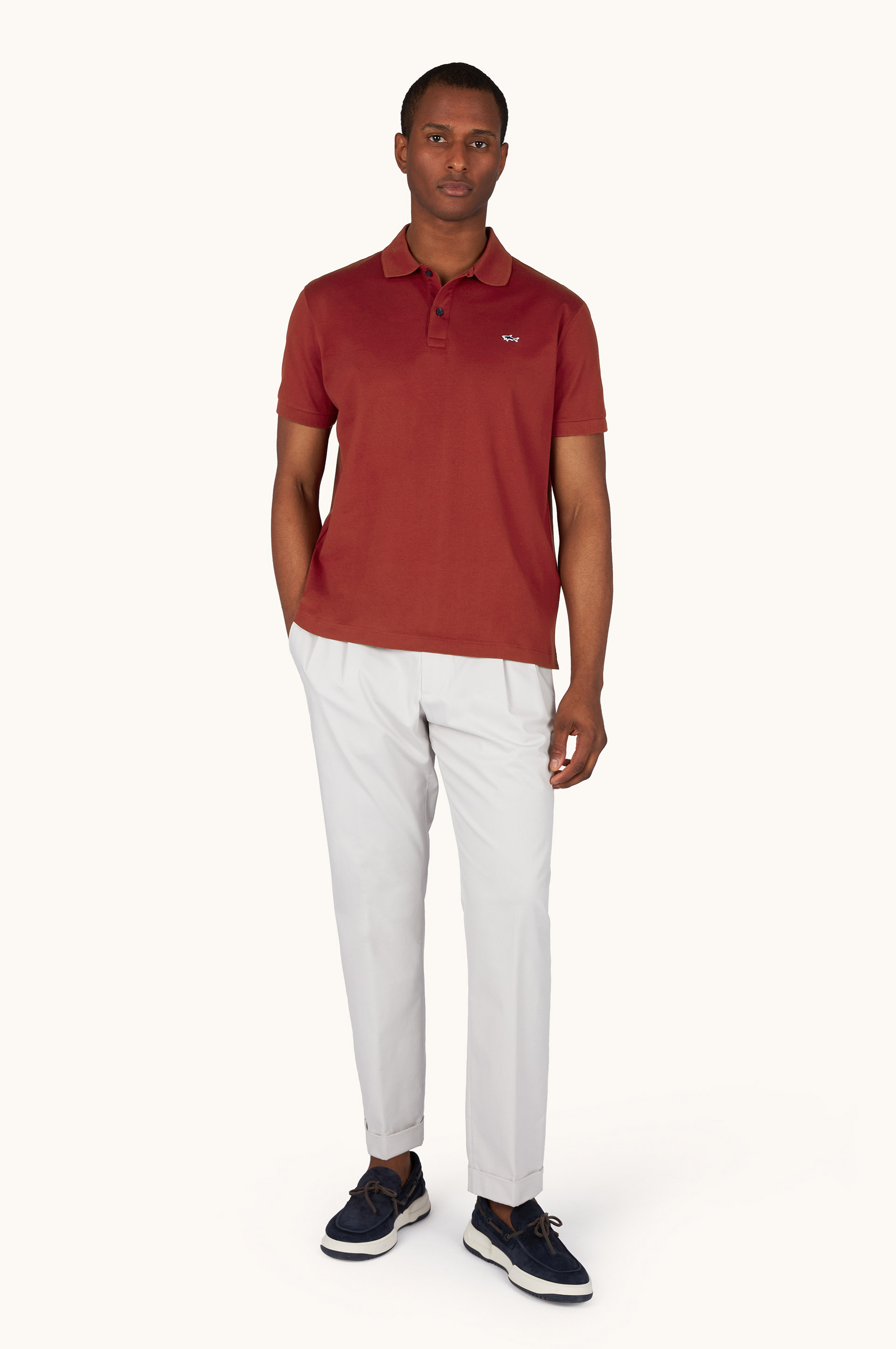 Double Piqu&eacute; cotton polo shirt with Shark embroidery image number 2
