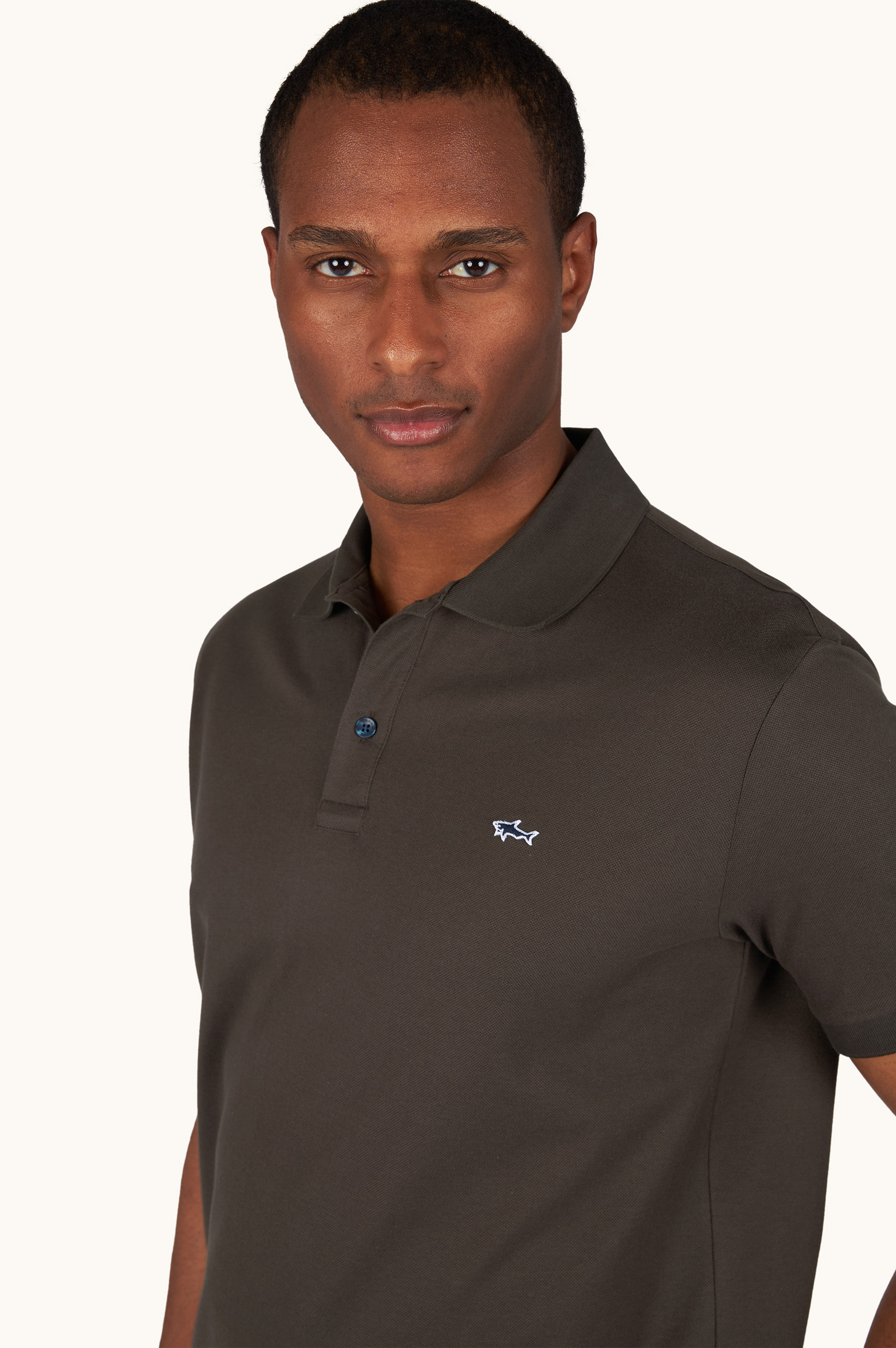 Double Piqu&eacute; cotton polo shirt with Shark embroidery image number 4