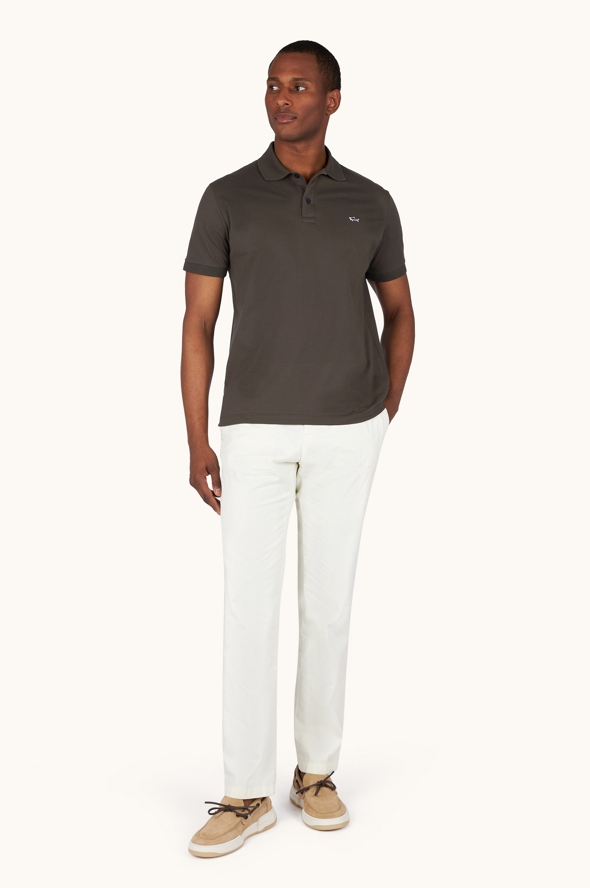 Double Piqu&eacute; cotton polo shirt with Shark embroidery image number 2