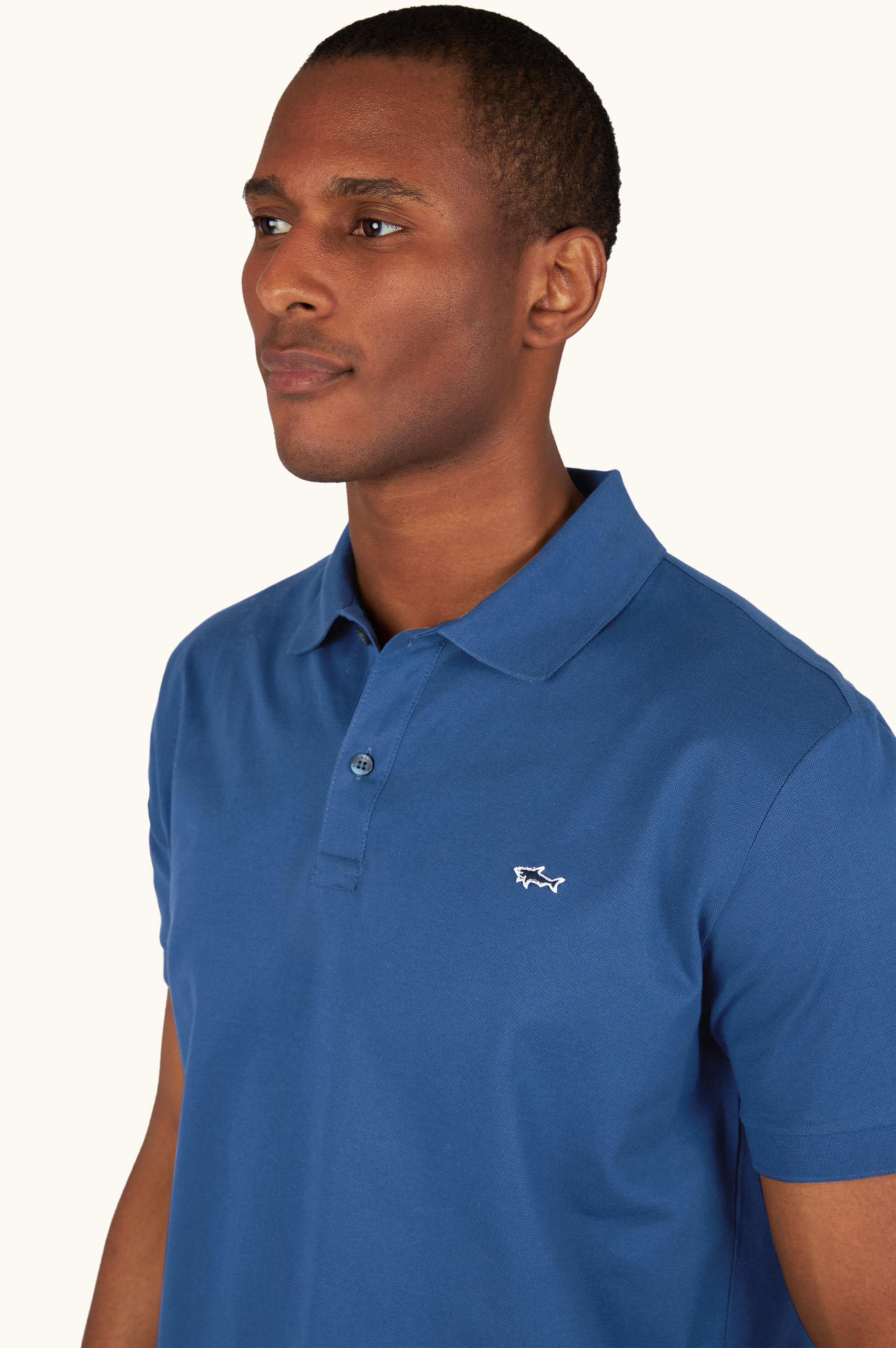 Double Piqu&eacute; cotton polo shirt with Shark embroidery image number 3