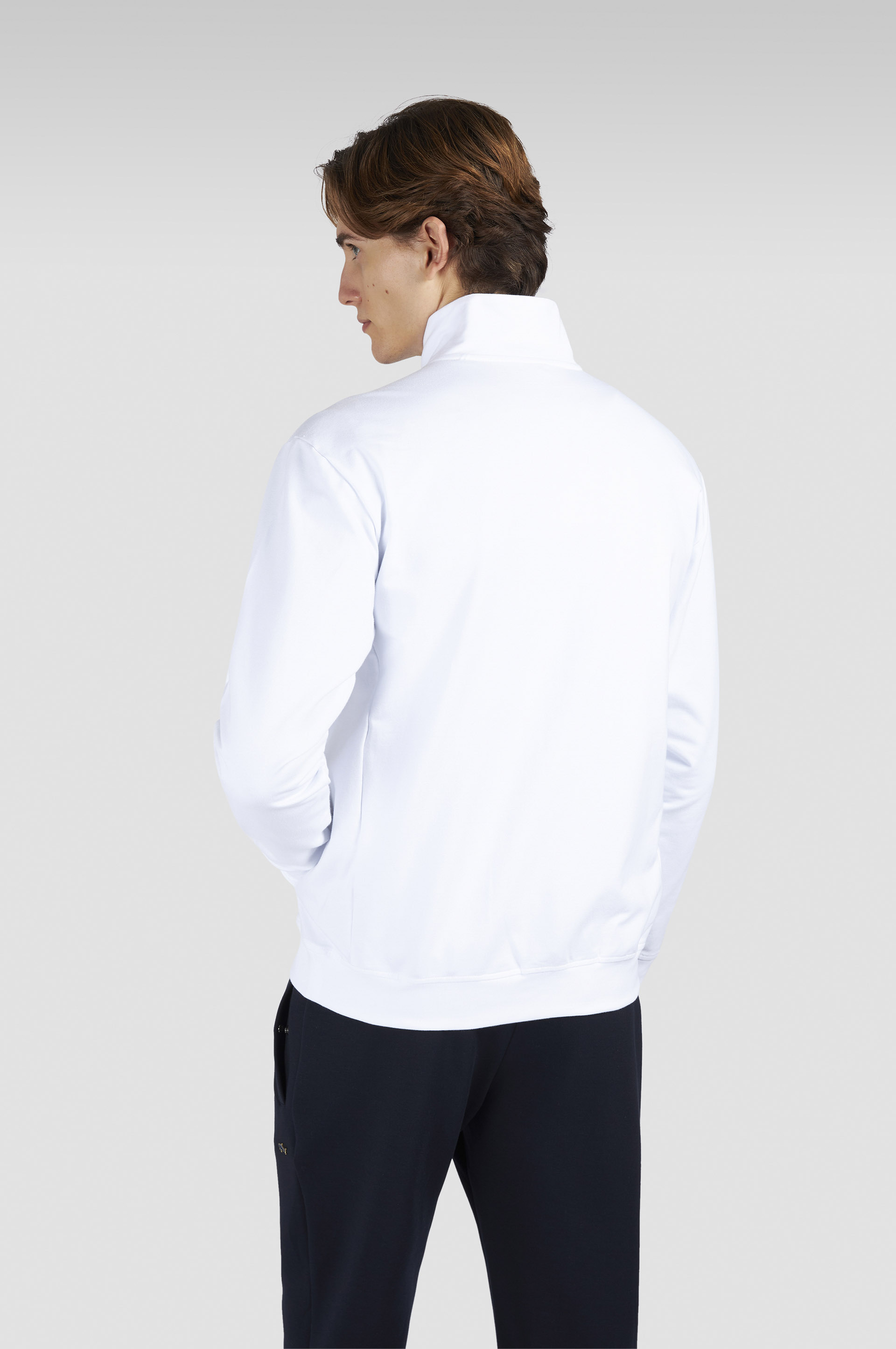 Sweat-shirt zippé en molleton de coton stretch image number 3 Sweat-shirt zippé en molleton de coton stretch image number 3