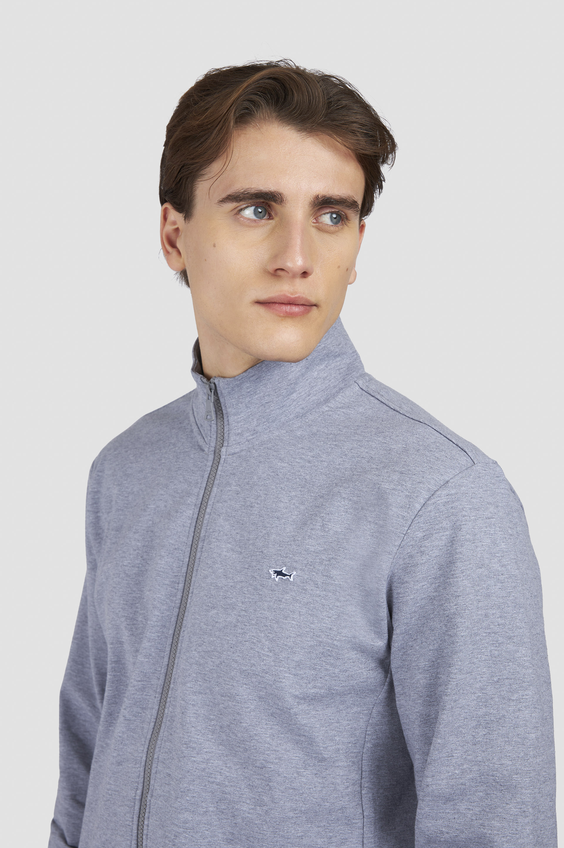 Stretch fleece cotton zip-up sweatshirt image number 4