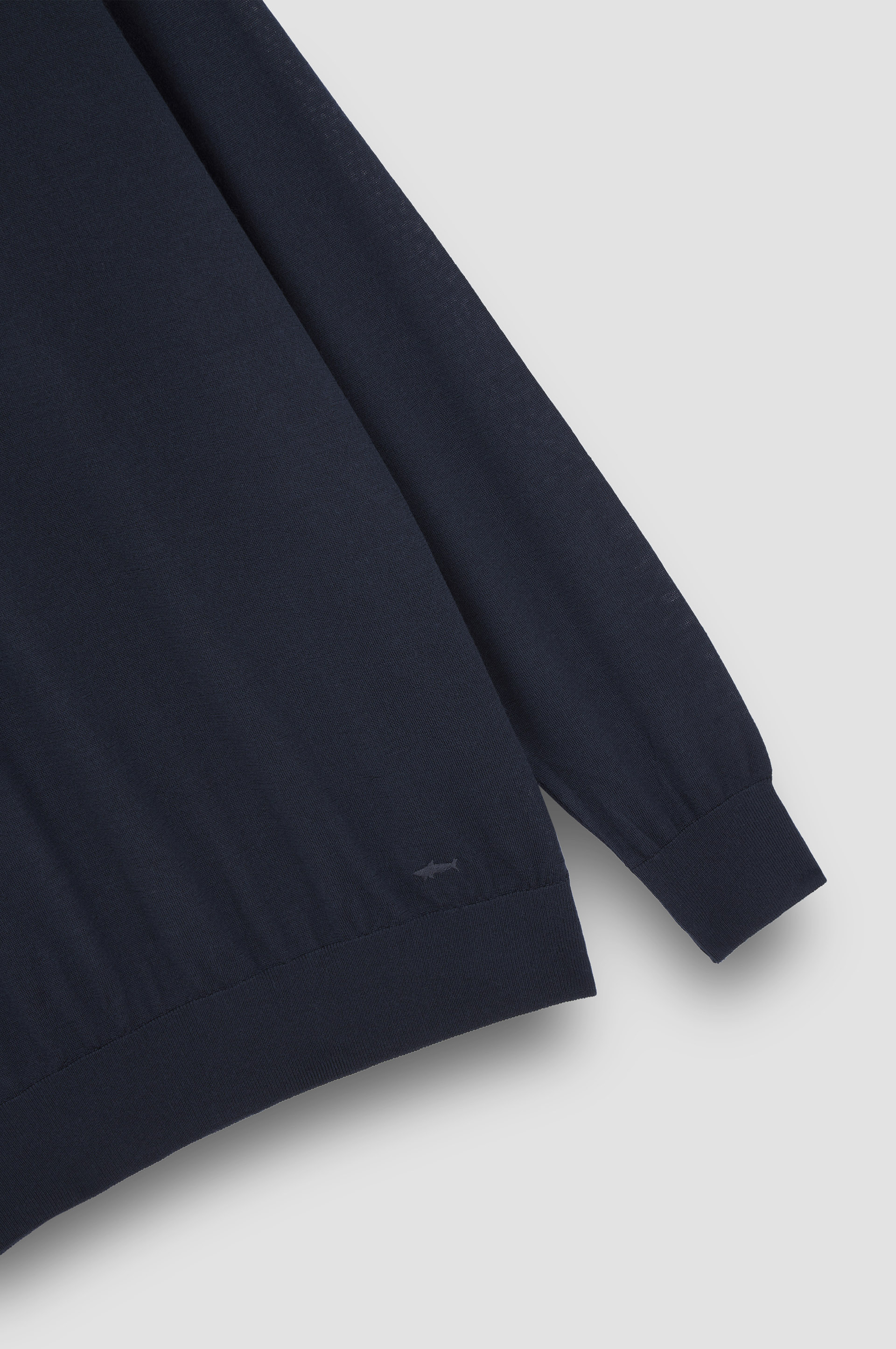 Ultrafine Merino wool half-zip sweater with Shark embroidery image number 6