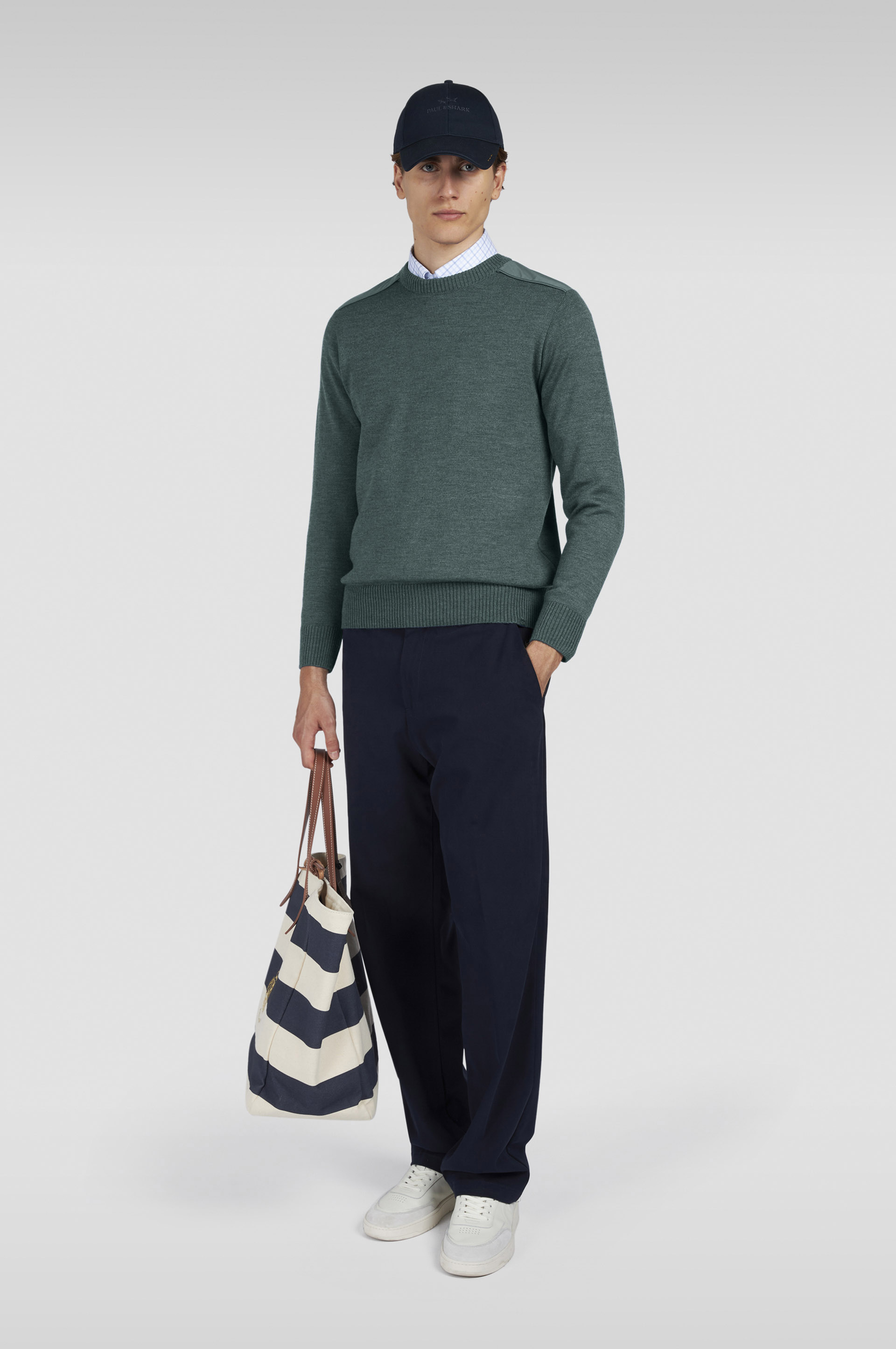 Soft Cool Touch wool crewneck sweater with Typhoon&reg; details image number 2