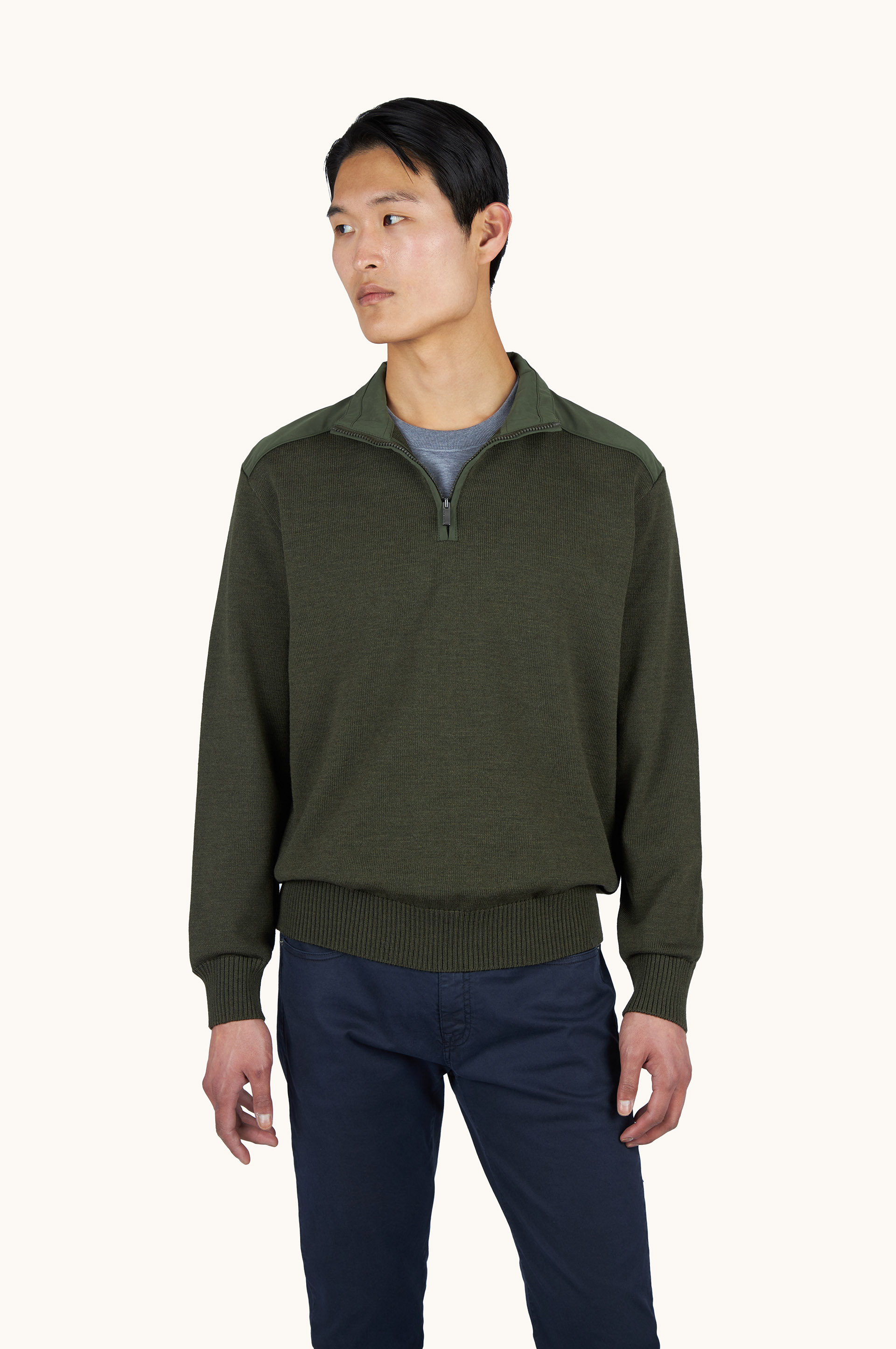 Half-zip sweater in Soft Cool Touch wool with Typhoon&reg; Re-4x4 Stretch details image number 0