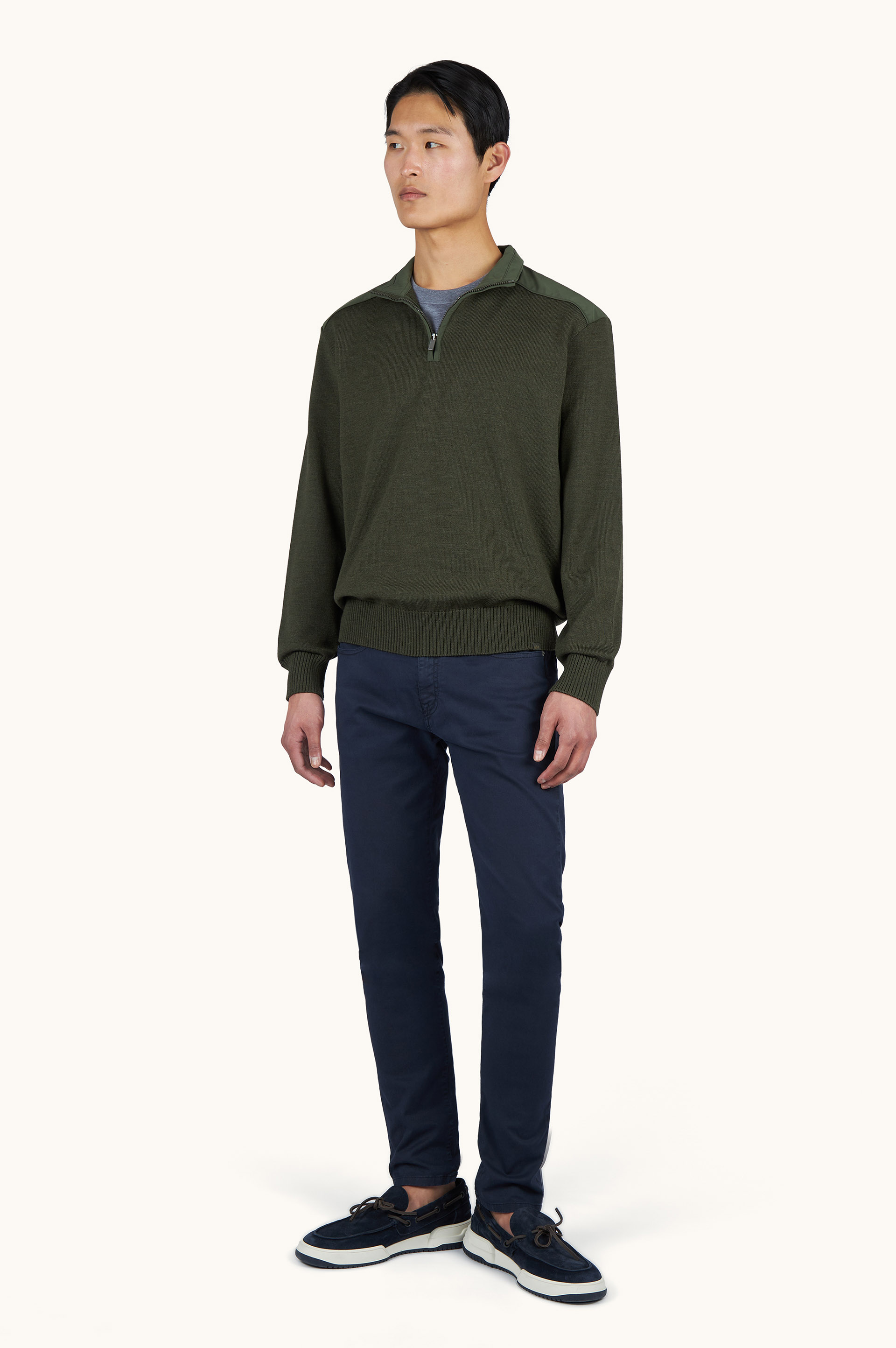 Half-zip sweater in Soft Cool Touch wool with Typhoon&reg; Re-4x4 Stretch details image number 2