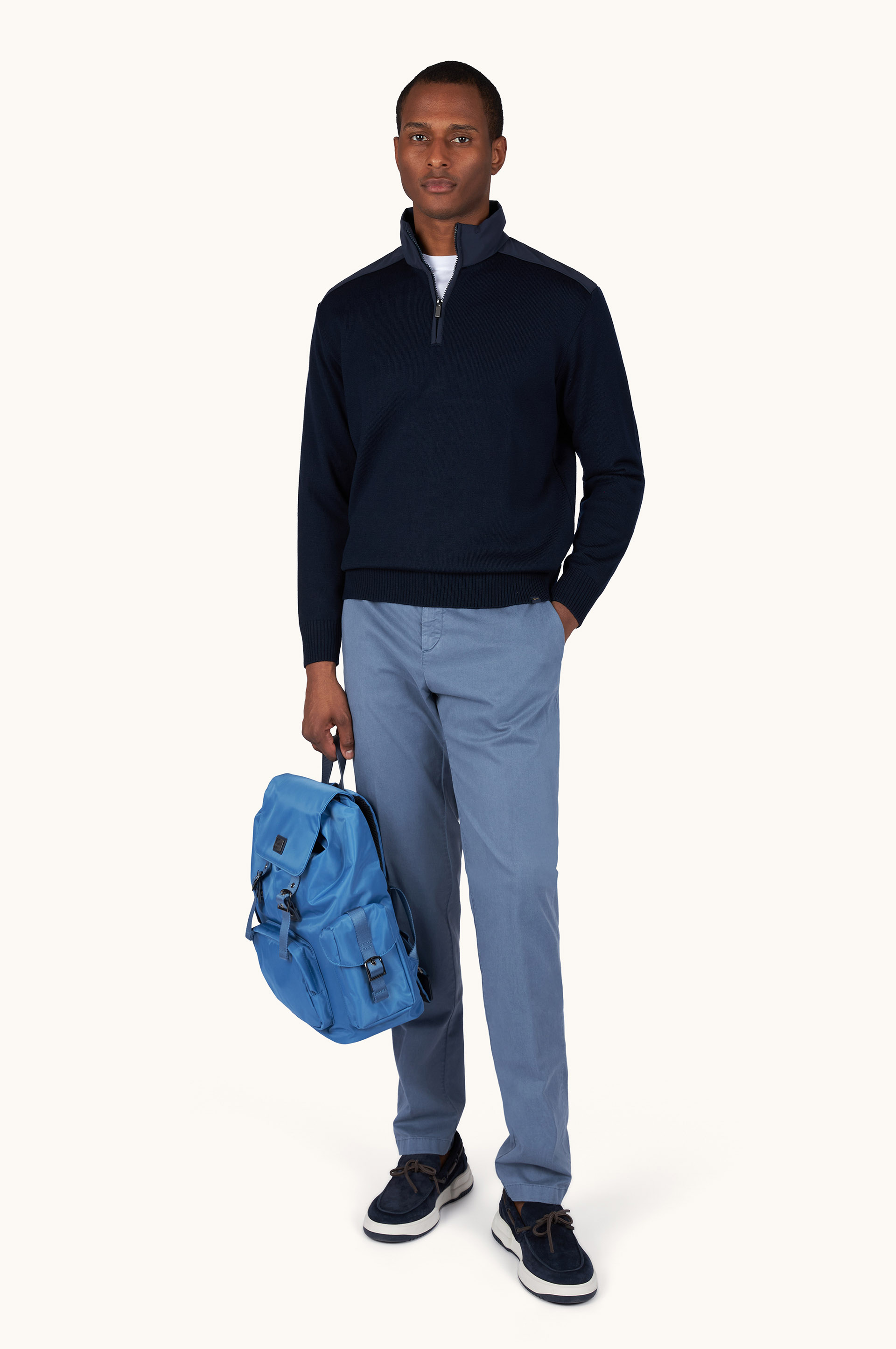 Maglia mezza-zip in lana Soft Cool Touch con dettagli in Typhoon&reg; Re-4x4 Stretch image number 2