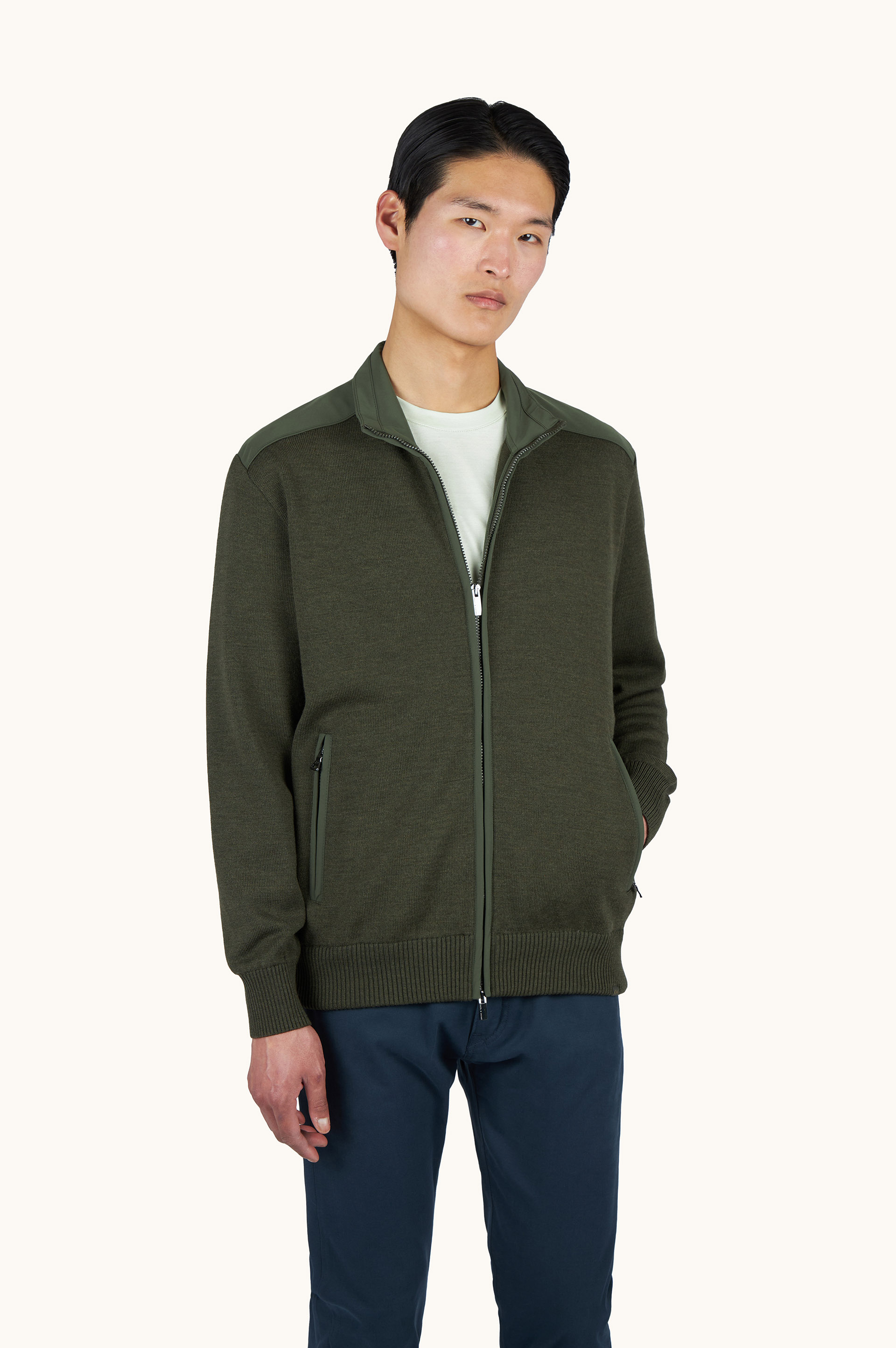 Nelson Zip-Up Jumper in Soft Cool Touch Wool with Typhoon&reg; Re-4x4 Stretch Details image number 0