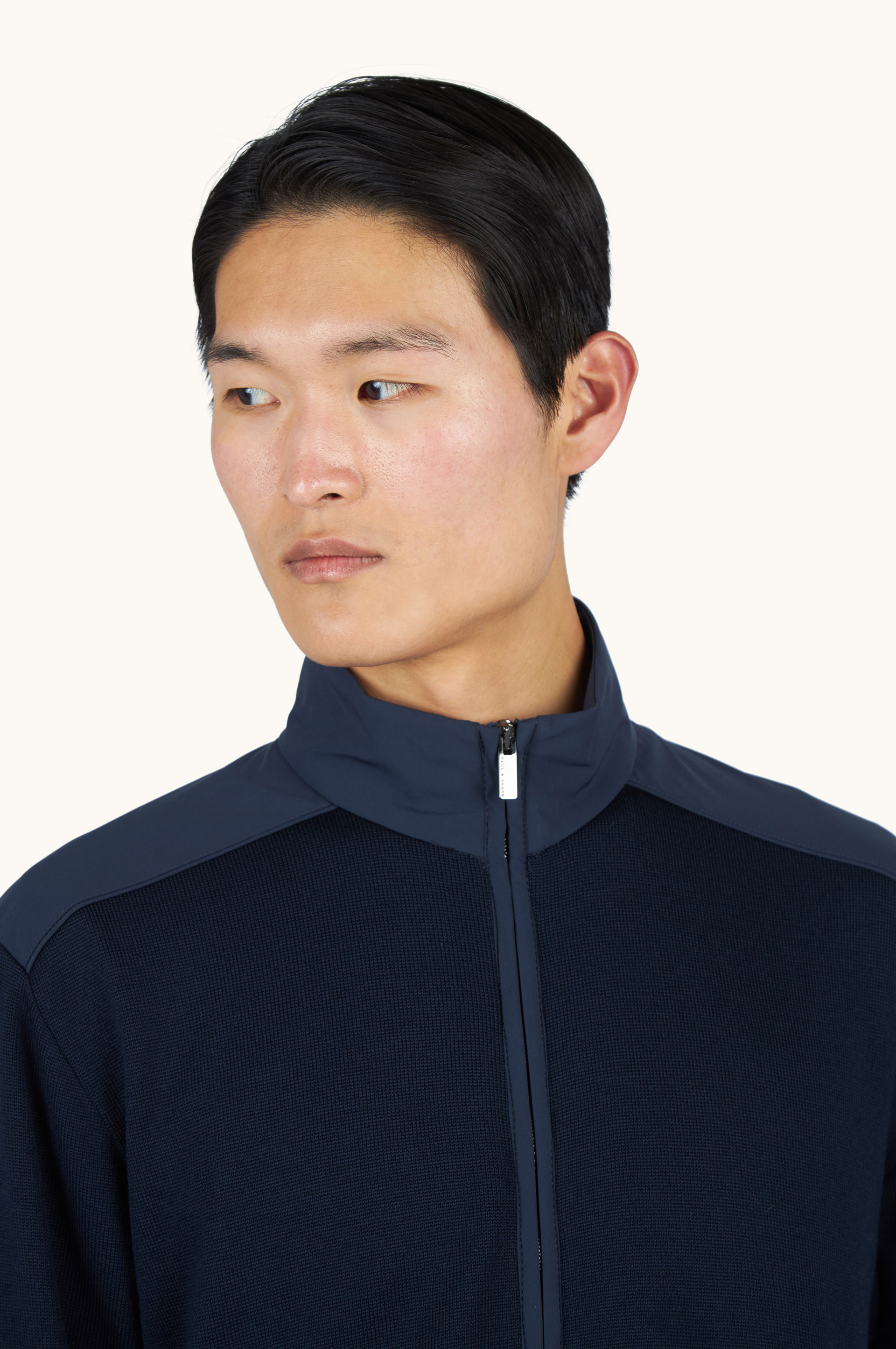 Zip-up sweater in Soft Cool Touch wool with Typhoon&reg; Re-4x4 Stretch details image number 3