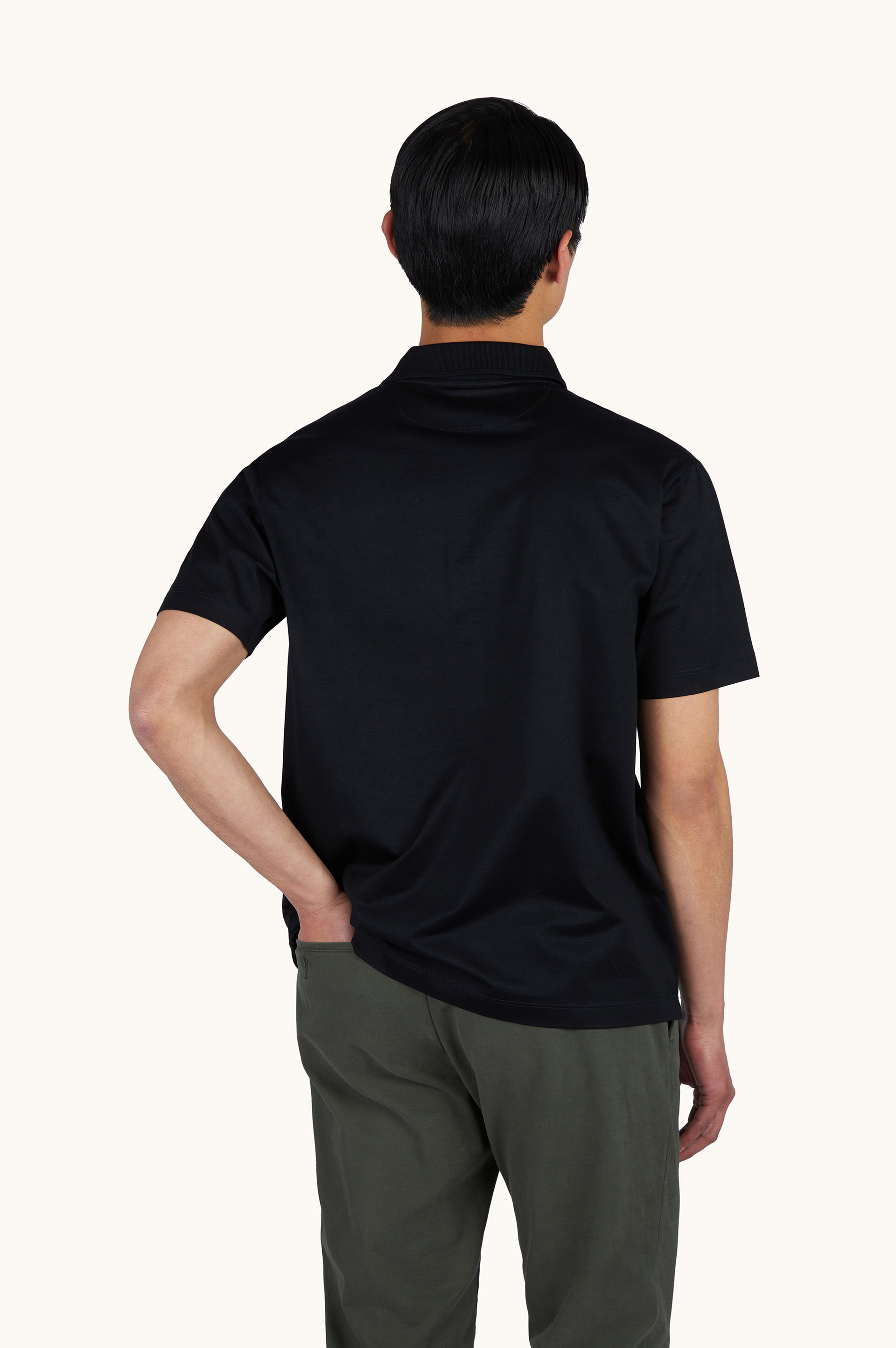 Double mercerised cotton jersey polo shirt with Shark Fin embroidery image number 3