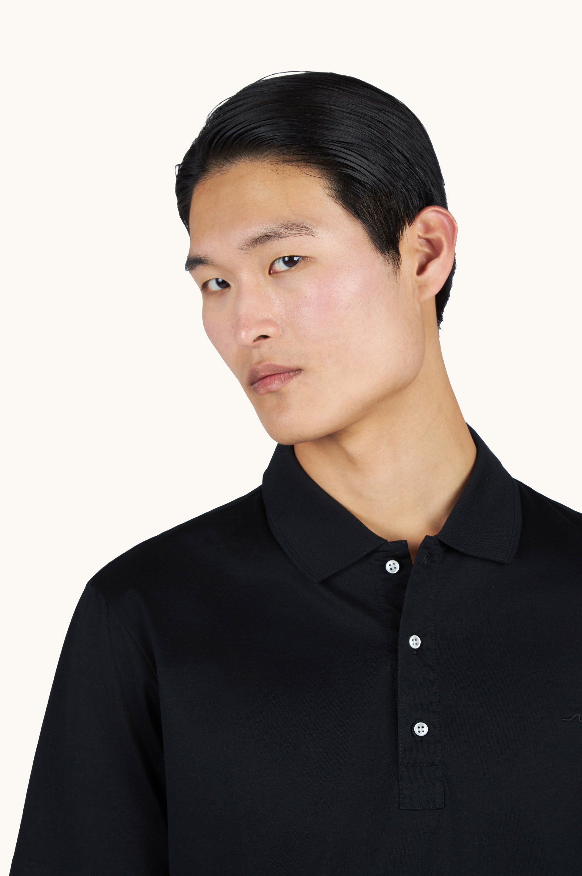 Double mercerised cotton jersey polo shirt with Shark Fin embroidery image number 4