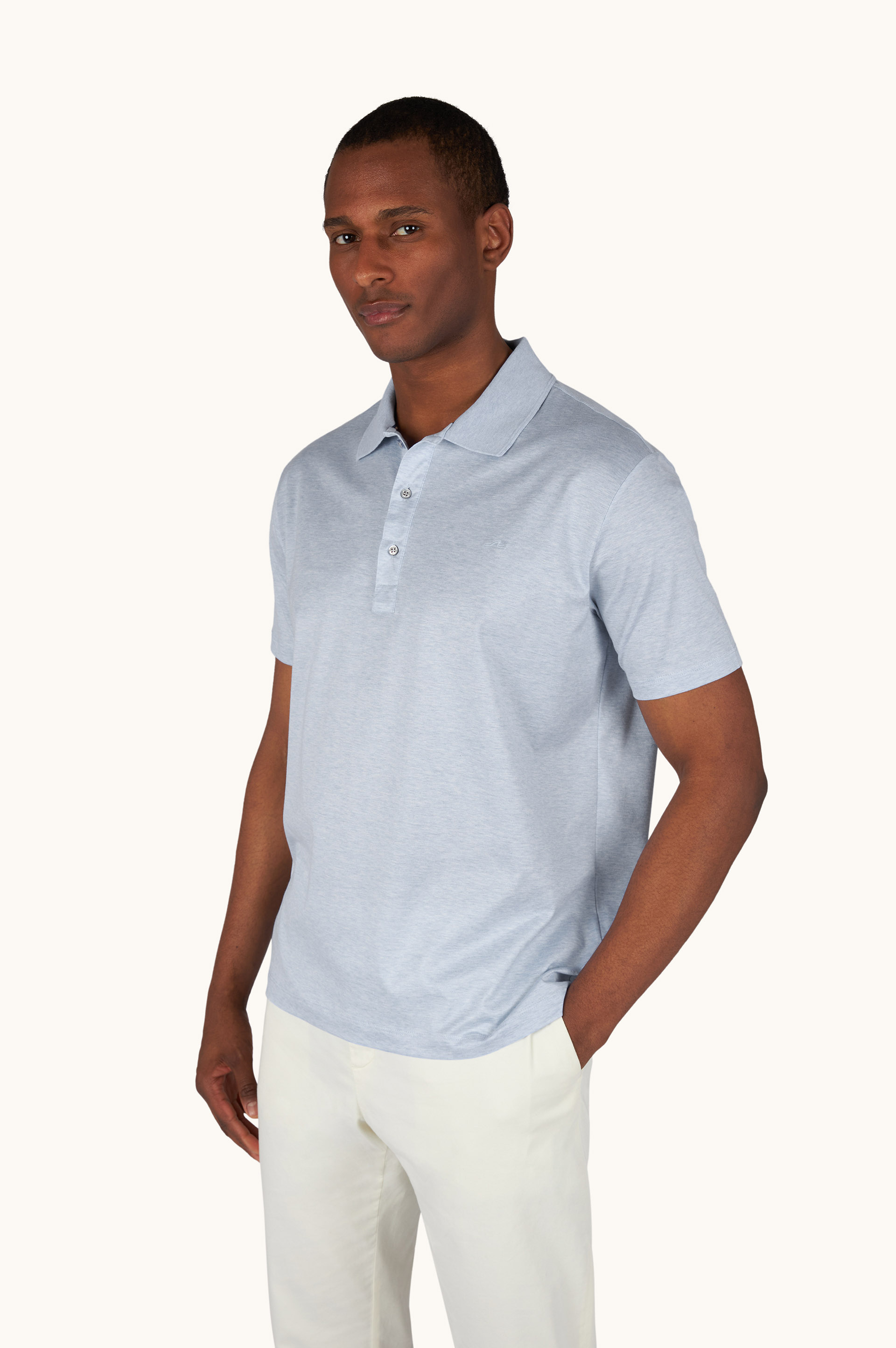 Polo en jersey de coton double merceris&eacute; avec broderie Shark Fin image number 0