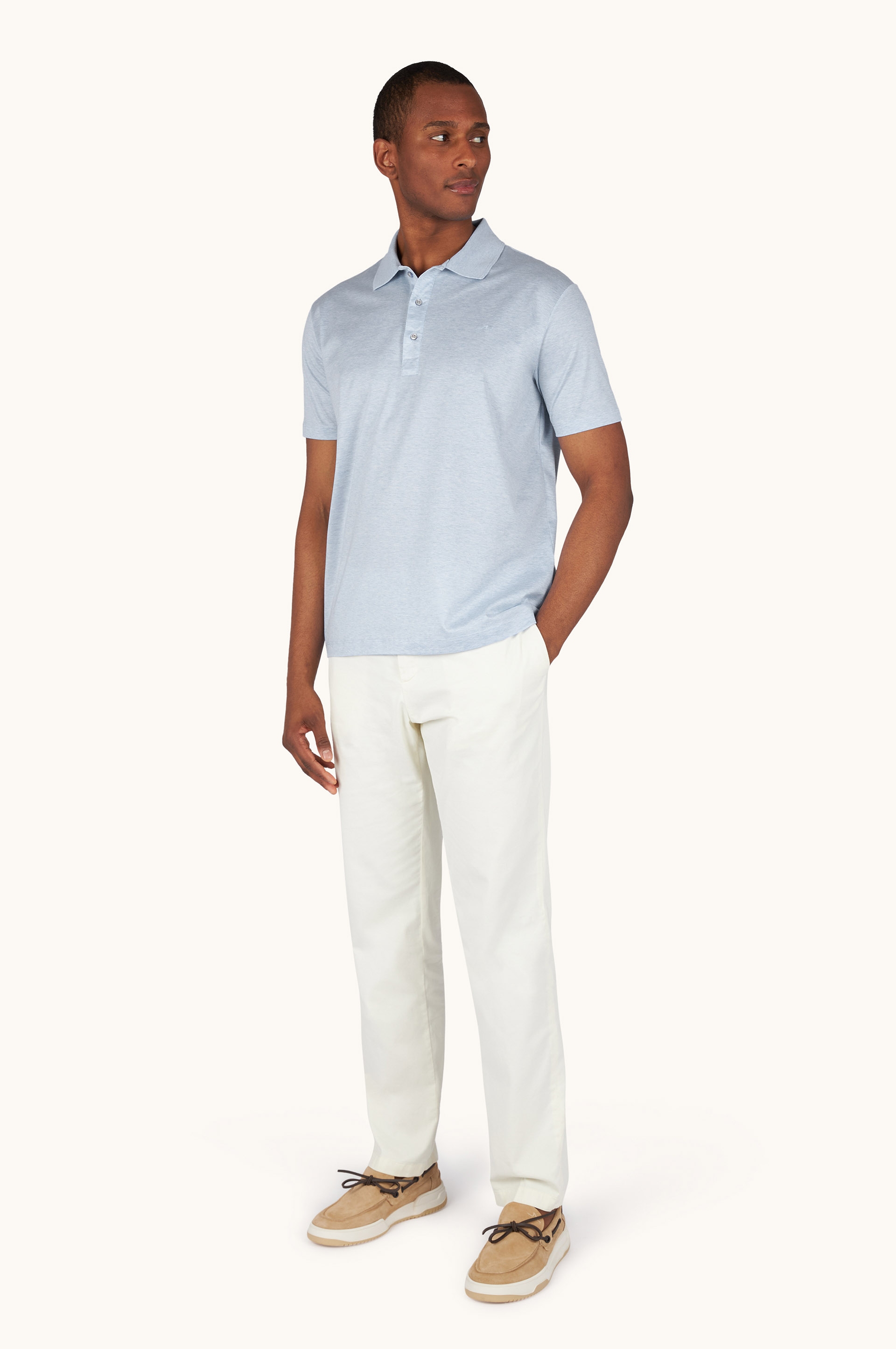 Polo en jersey de coton double merceris&eacute; avec broderie Shark Fin image number 2