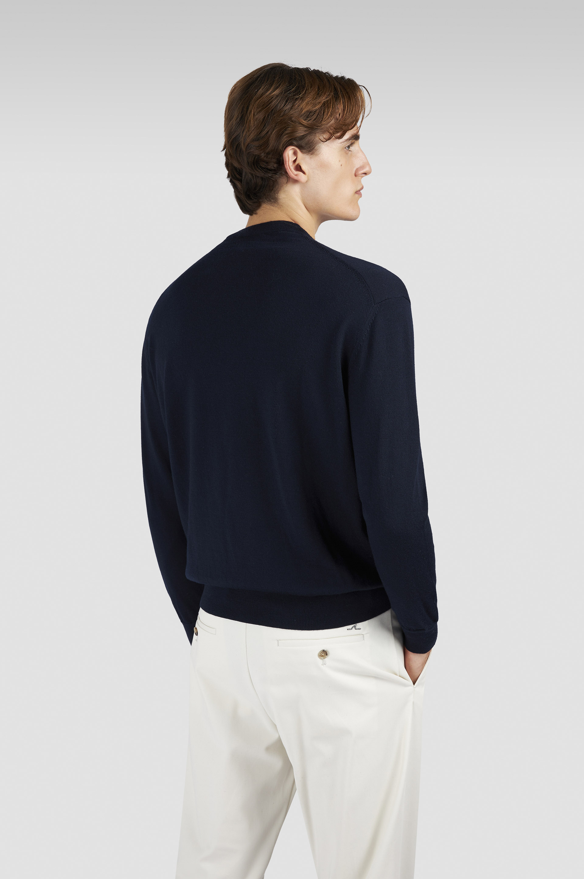 Soft Cool Touch wool crewneck sweater with Shark Fin embroidery image number 3