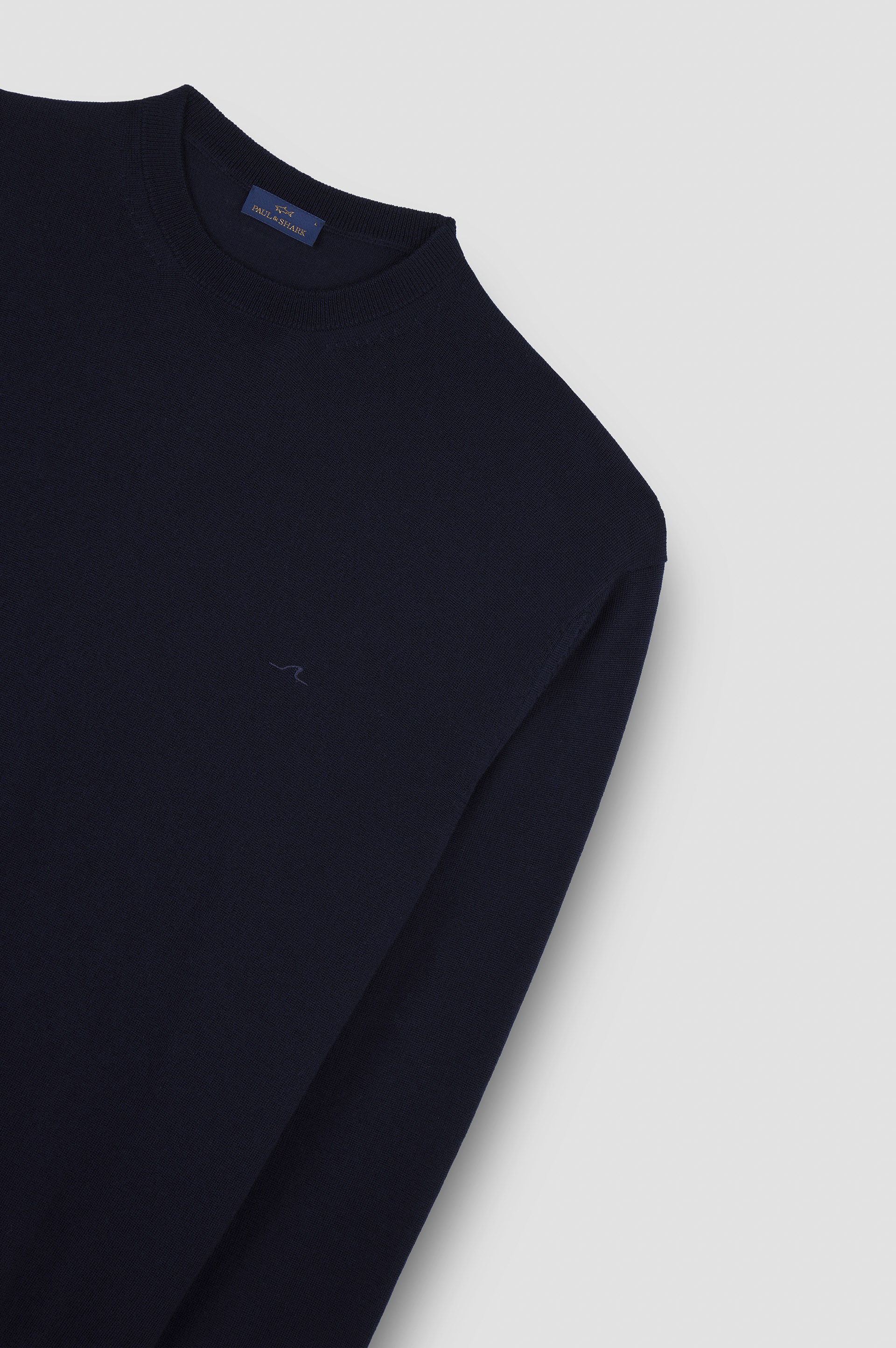 Soft Cool Touch wool crewneck sweater with Shark Fin embroidery image number 5