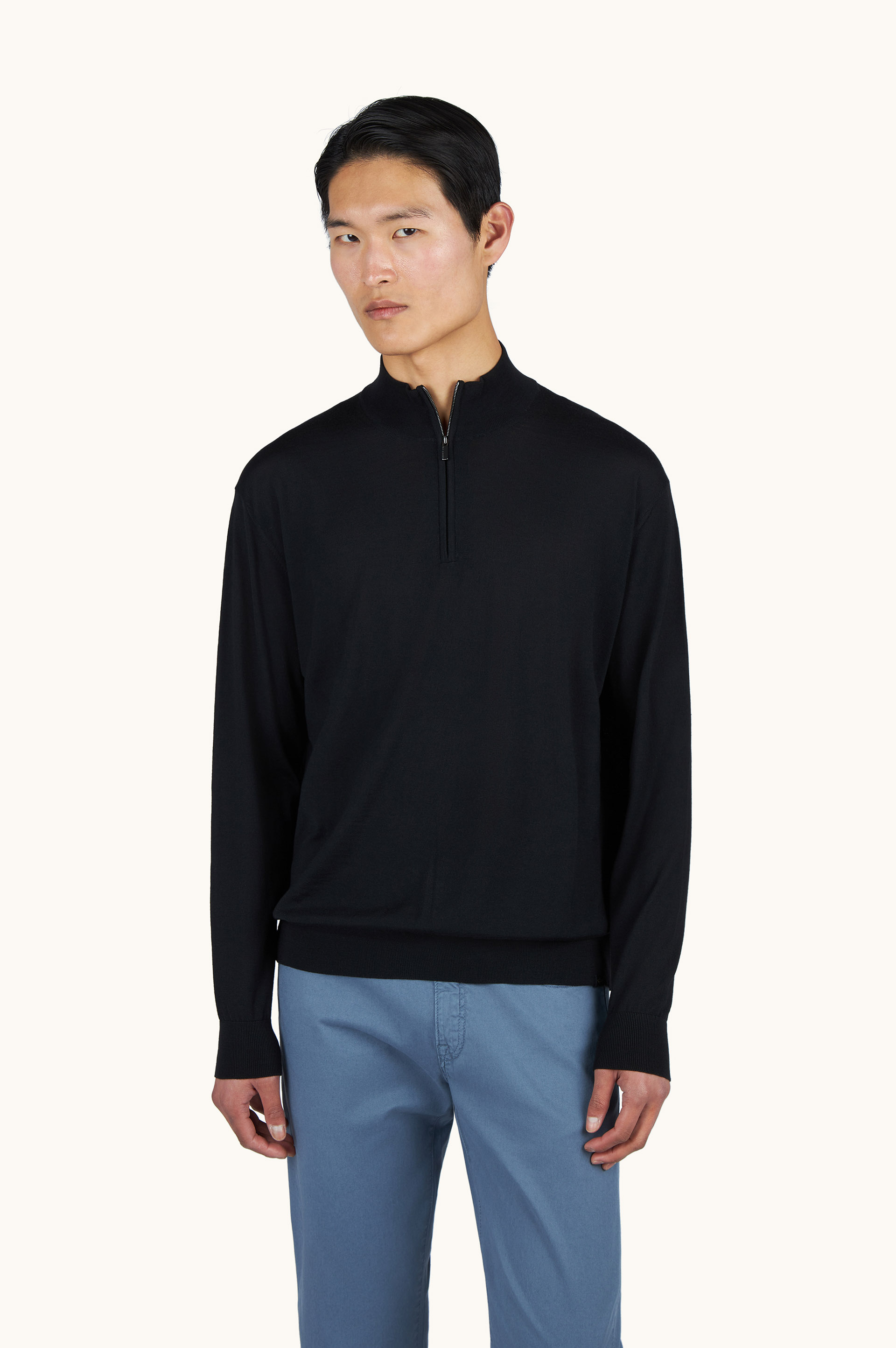 Halbzip‑Pullover aus superfiner 140&rsquo;S Merinowolle image number 0