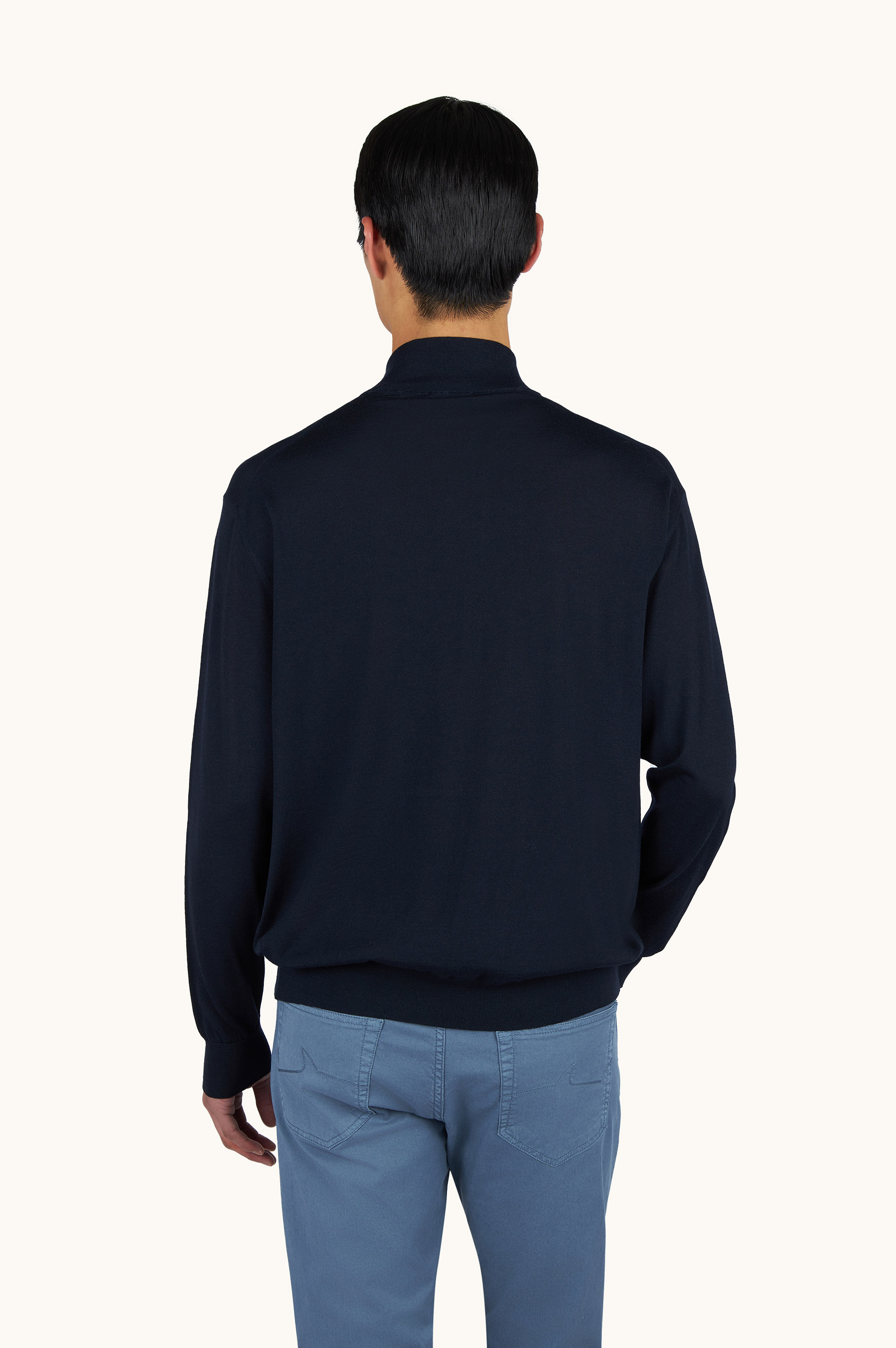 140&rsquo;S superfine Merino wool half‑zip sweater image number 2