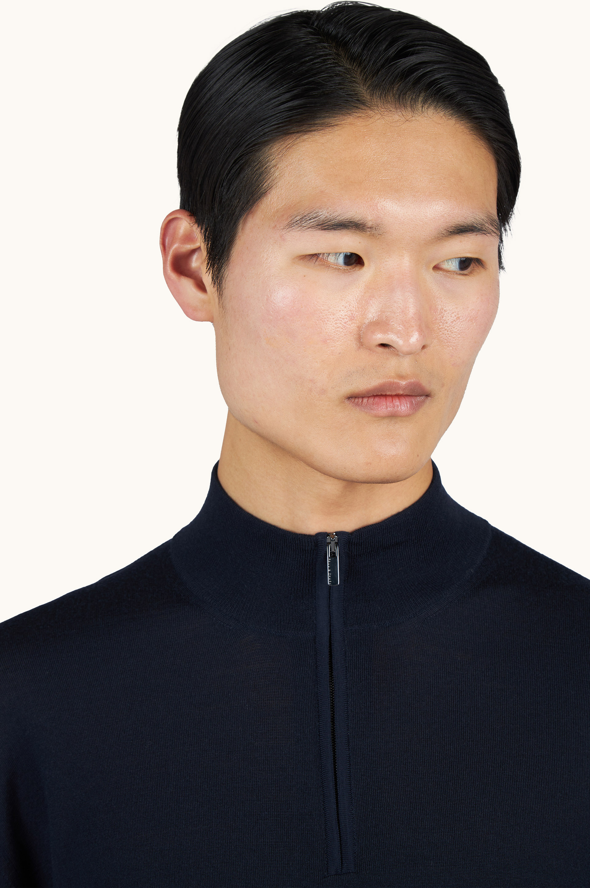 140&rsquo;S superfine Merino wool half‑zip sweater image number 3