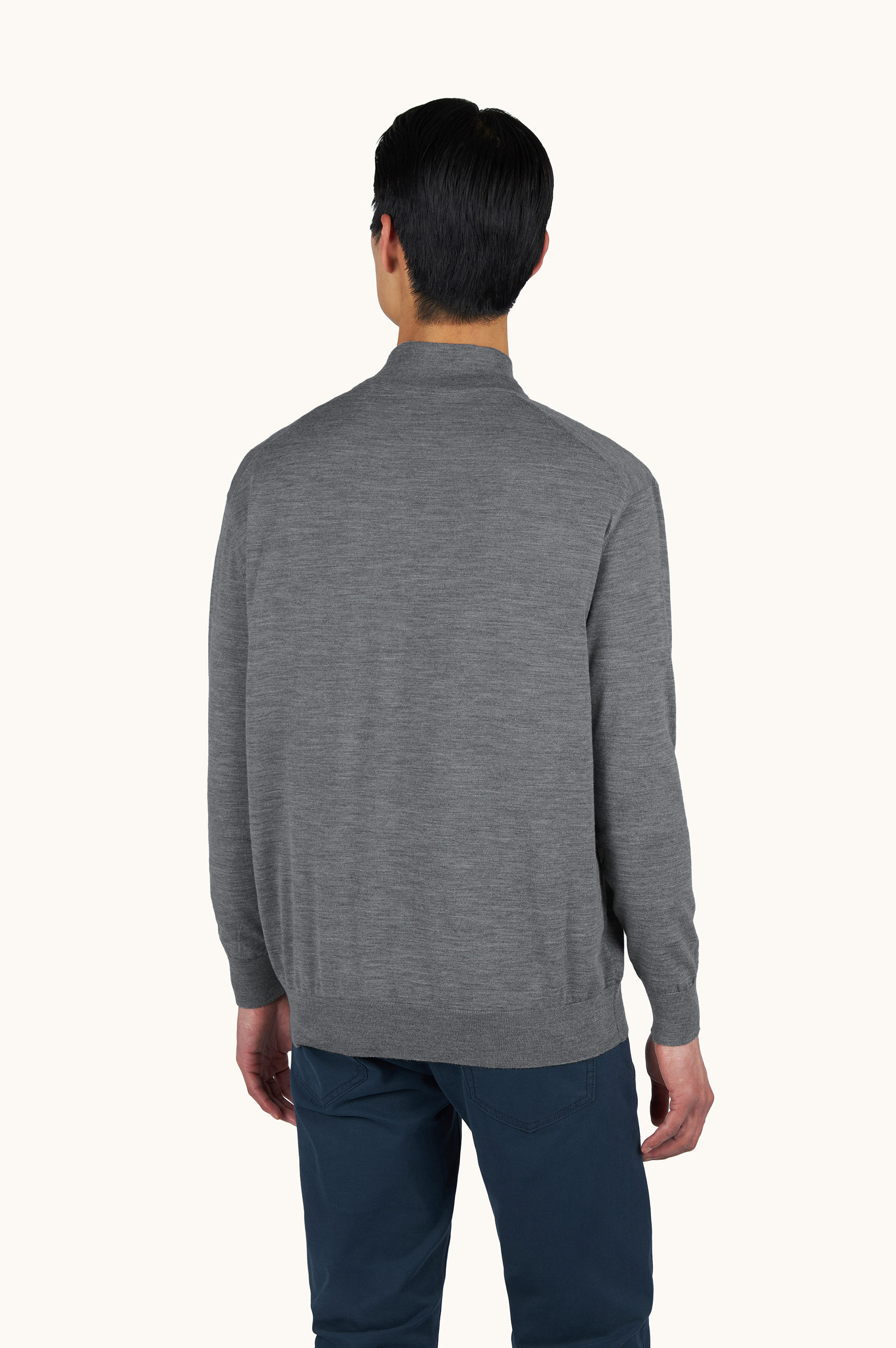 140&rsquo;S superfine Merino wool half‑zip sweater image number 3