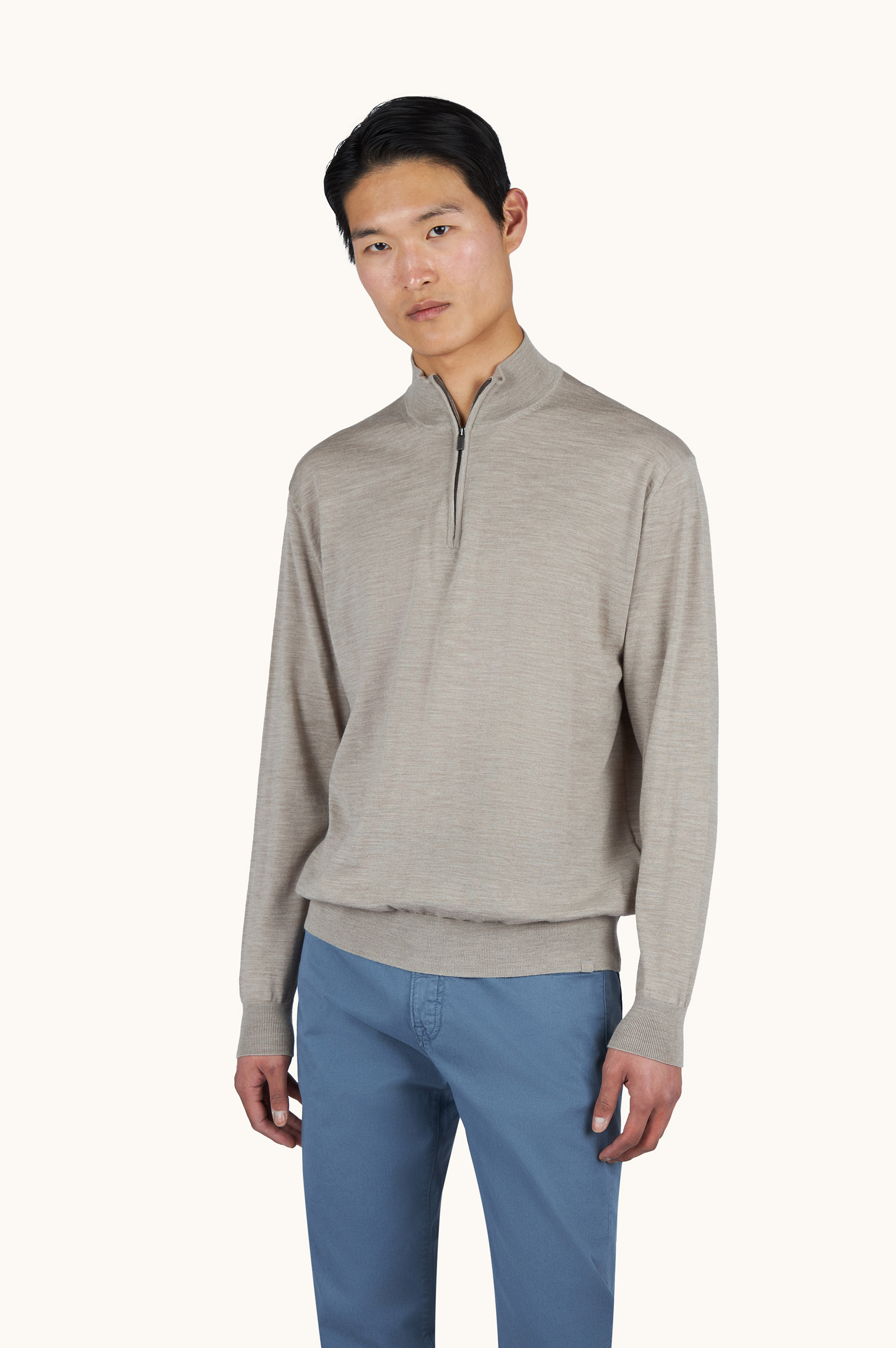 Halbzip‑Pullover aus superfiner 140&rsquo;S Merinowolle image number 0