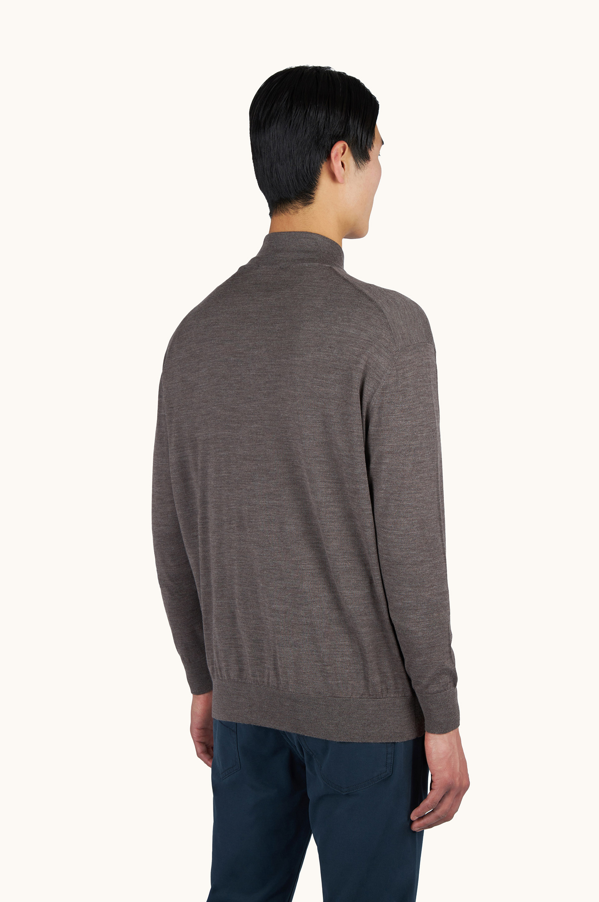 Pull demi‑zip en laine Merino 140&rsquo;S superfine image number 3