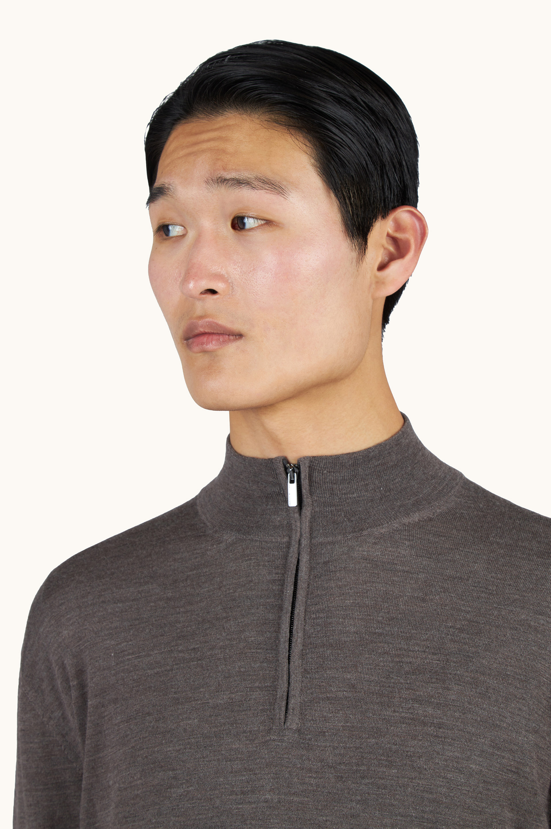 Pull demi‑zip en laine Merino 140&rsquo;S superfine image number 4