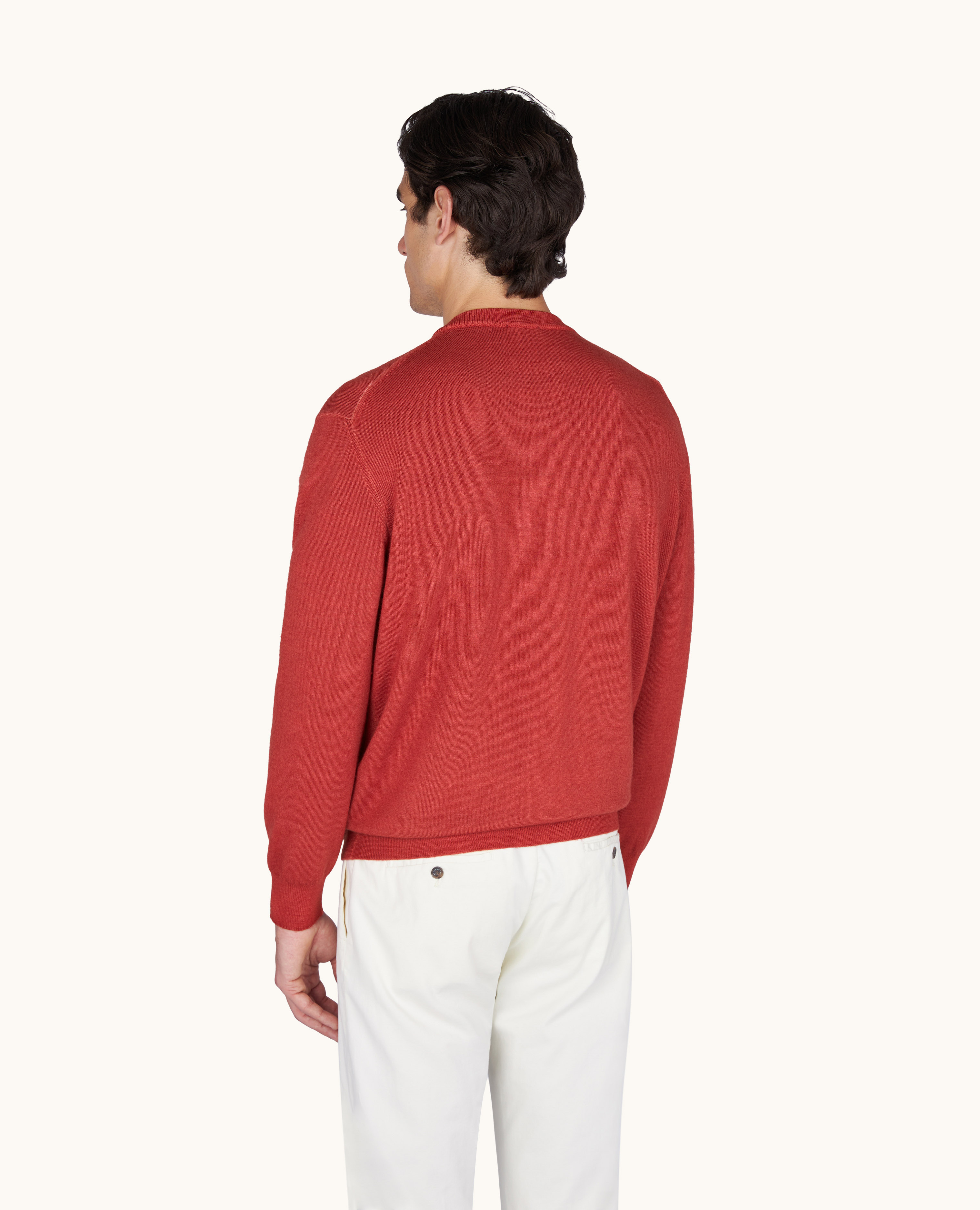 Wool crew‑neck sweater, garment dyed image number 3