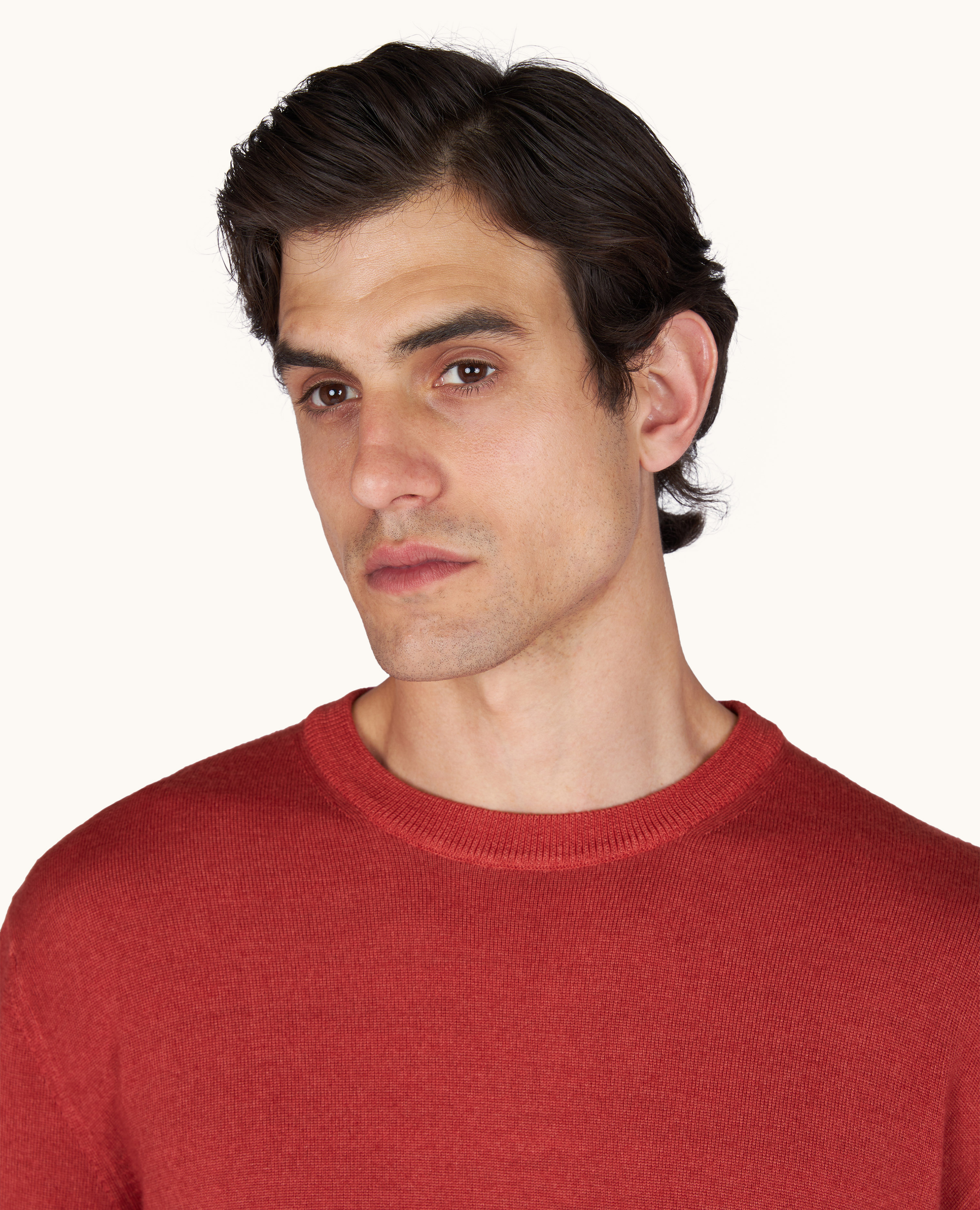 Wool crew‑neck sweater, garment dyed image number 4
